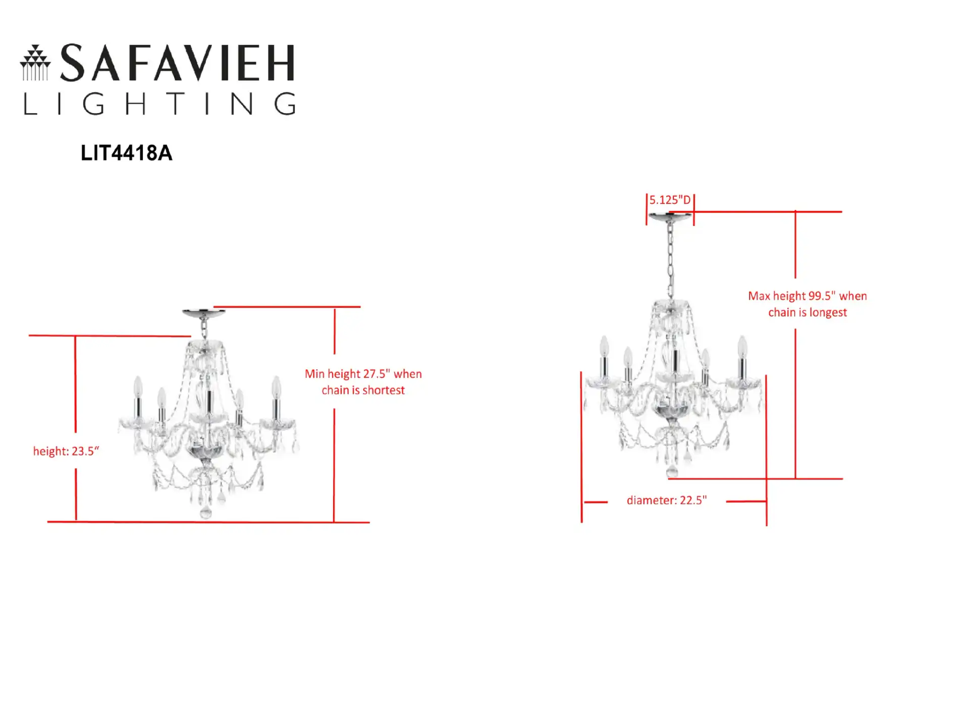 Jingle Chandelier in Clear, detail view