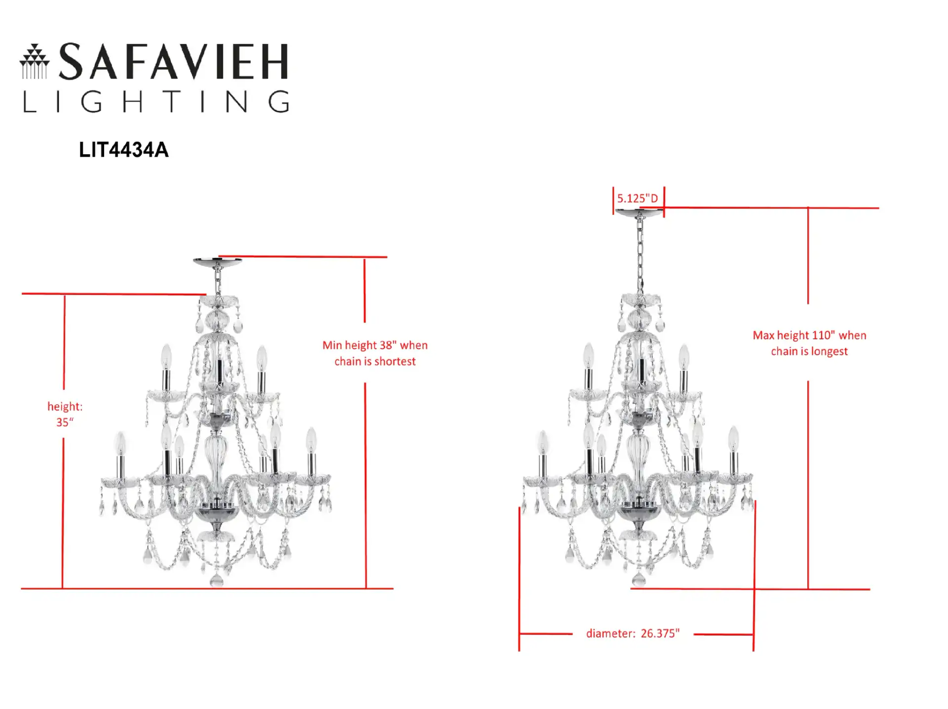 Aura Chandelier in Clear / Chrome, detail view