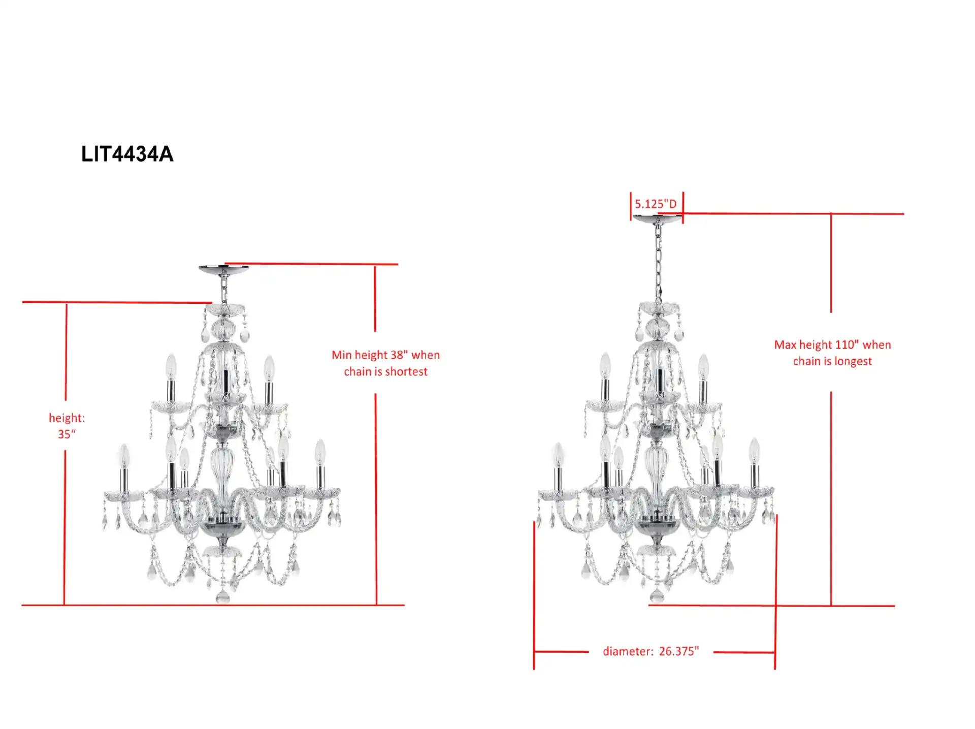 Aura Chandelier in Clear / Chrome, detail view