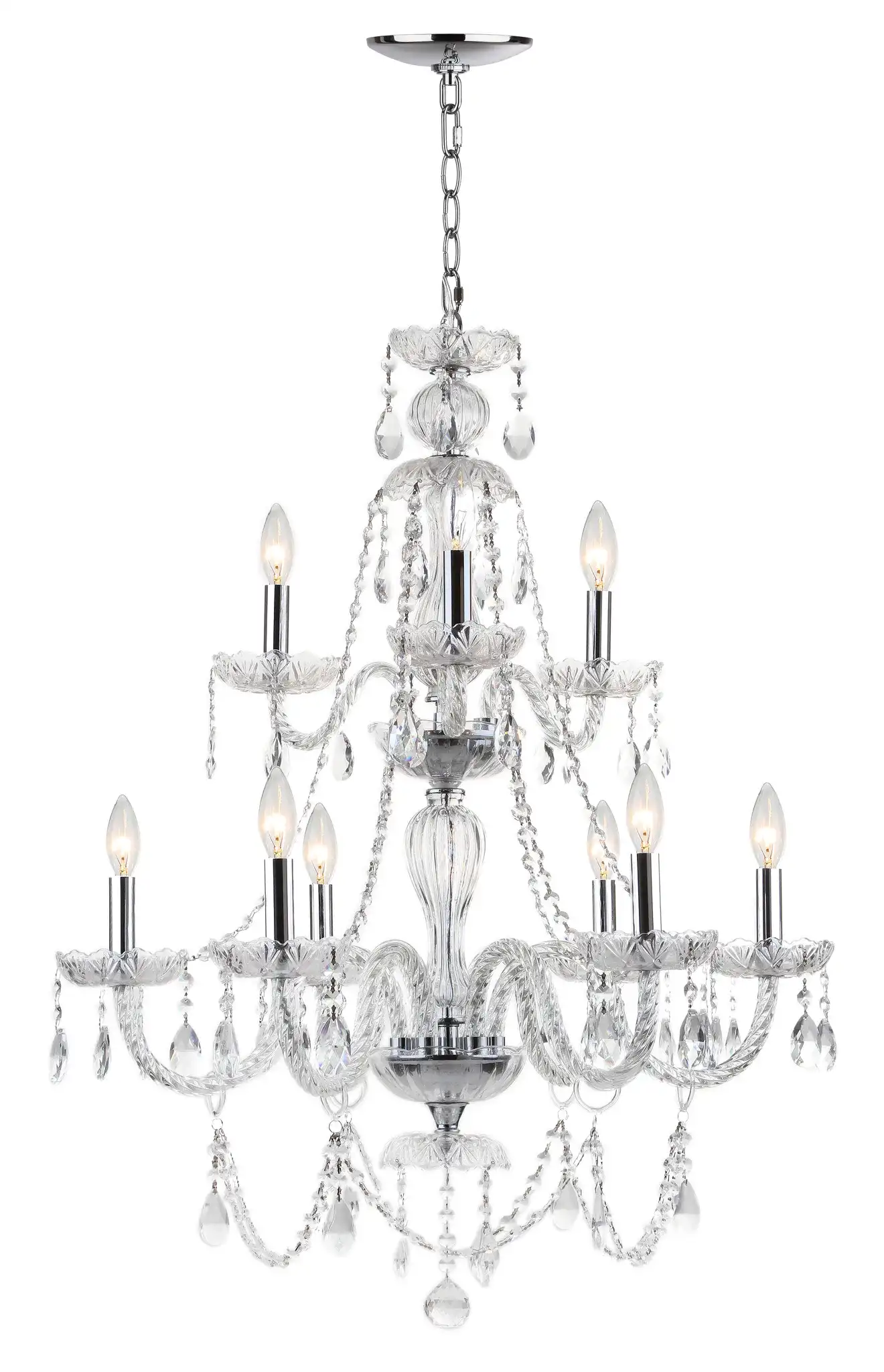 Aura Chandelier in Clear / Chrome