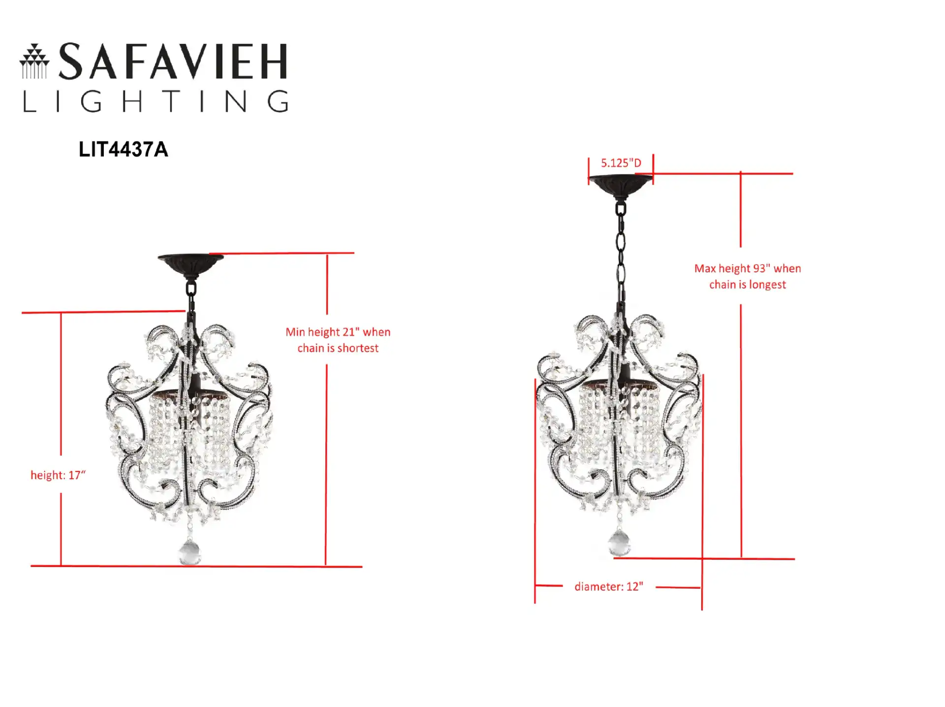 Luna Chandelier in Clear / Brown, detail view