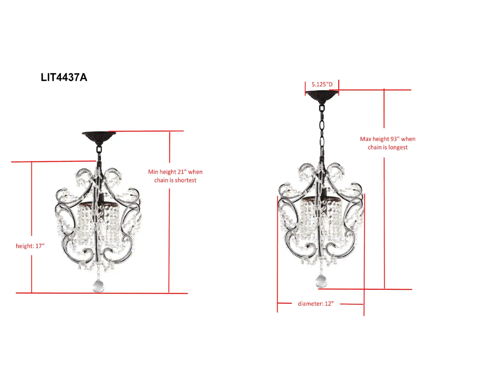 Luna Chandelier in Clear / Brown, detail view