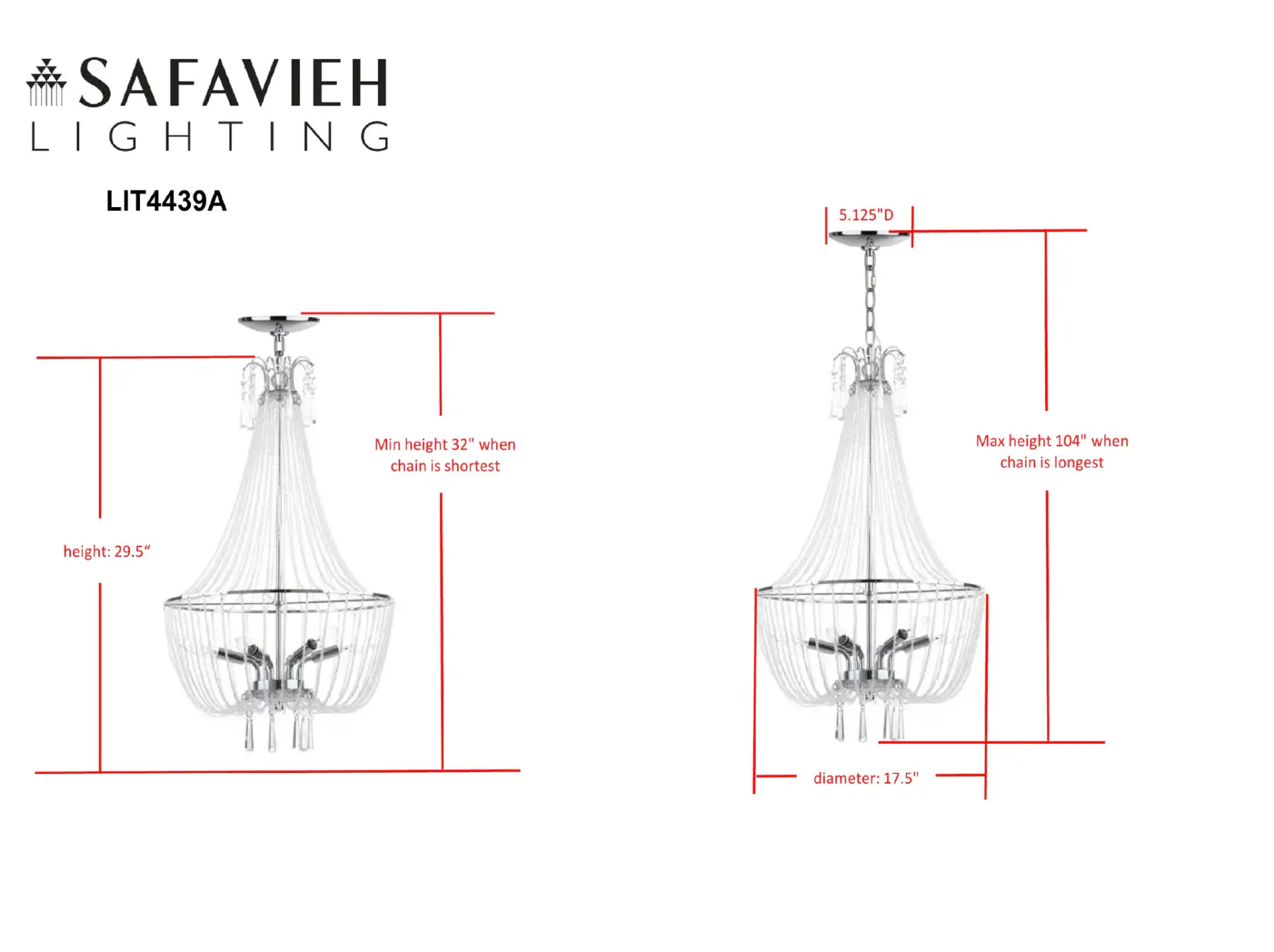 Berlin Chandelier in Chrome, detail view