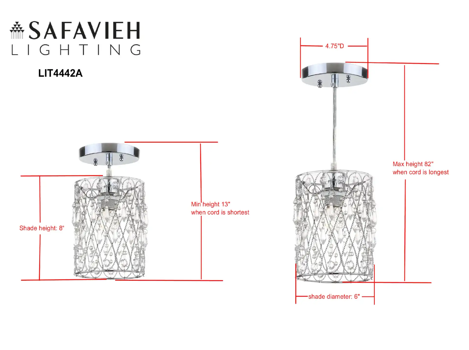 Vega Chandelier in Clear / Chrome, detail view