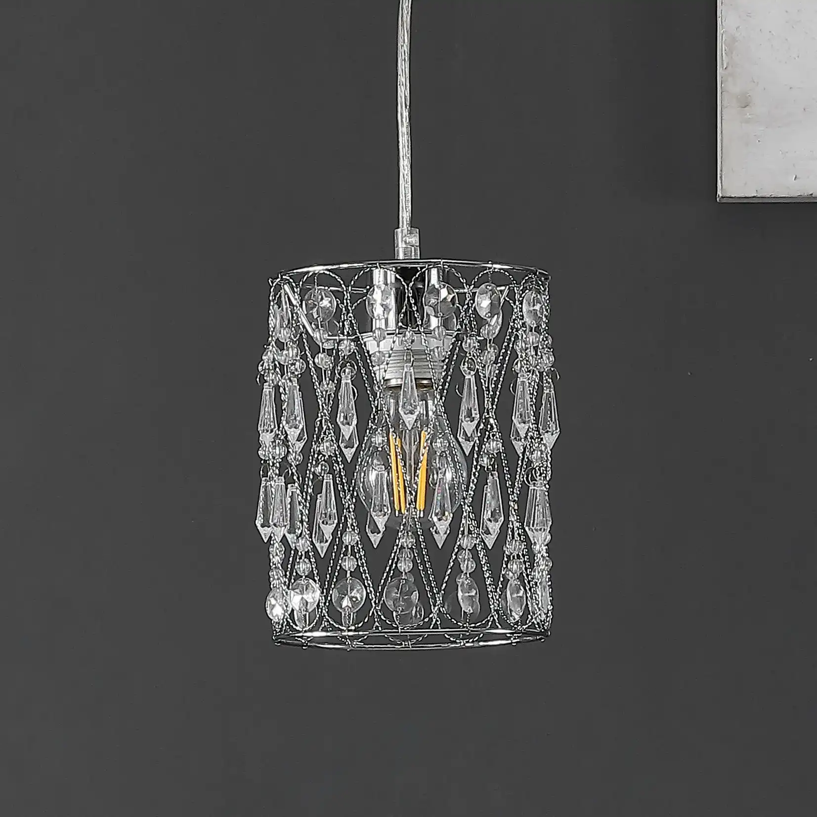 Vega Chandelier in Clear / Chrome, detail view