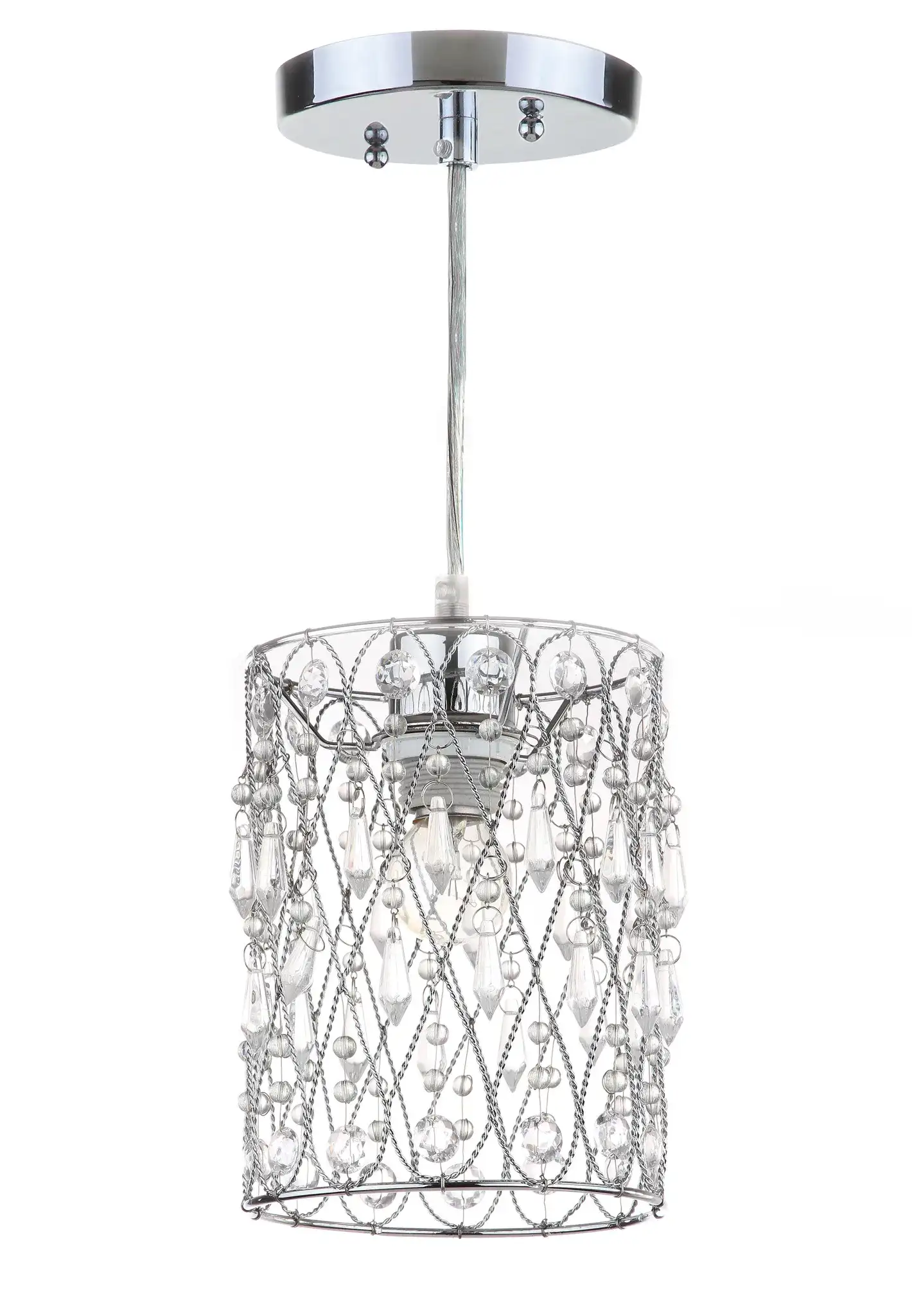 Vega Chandelier in Clear / Chrome, detail view
