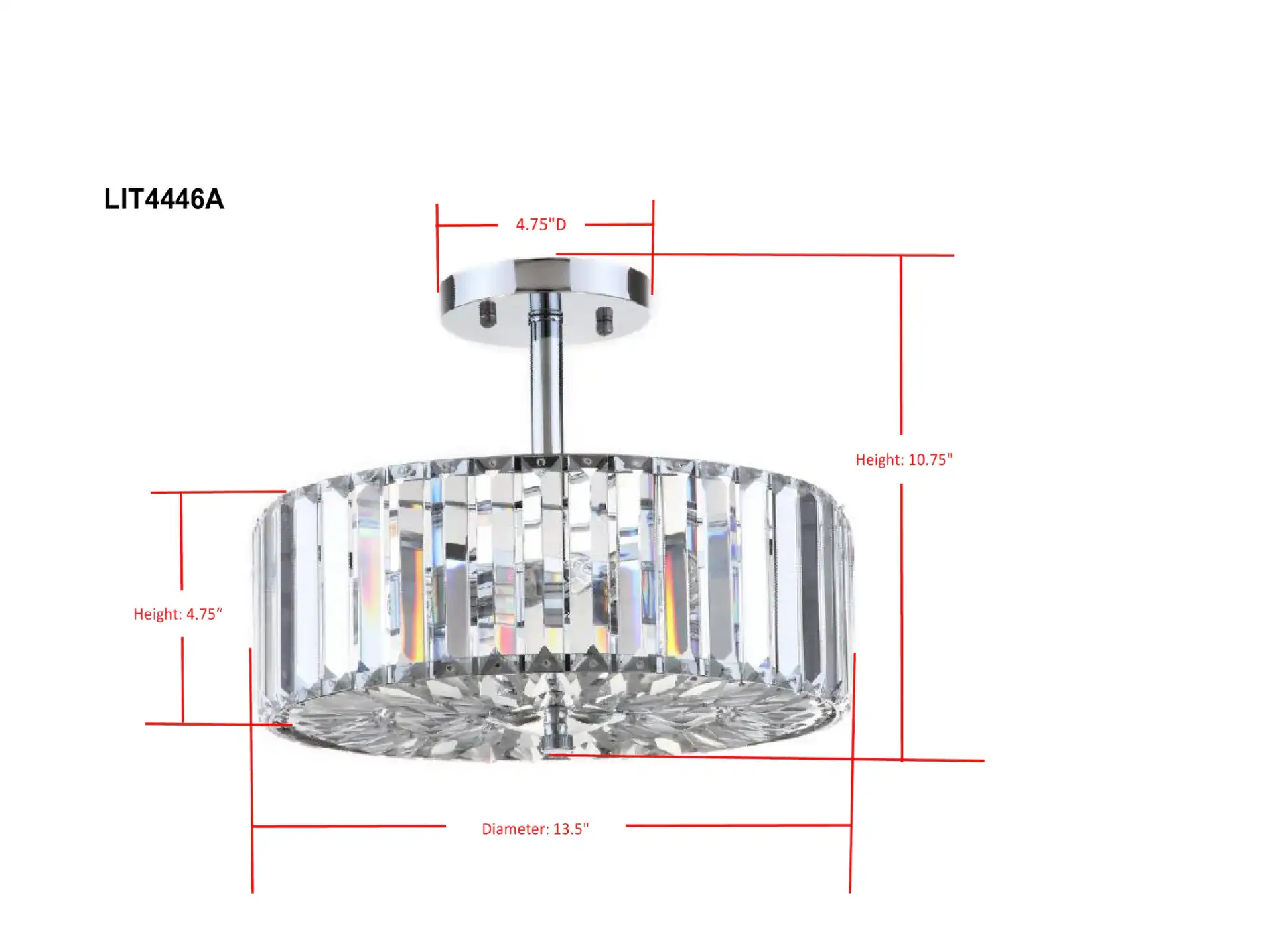 Ariel Chandelier in Clear / Chrome, detail view