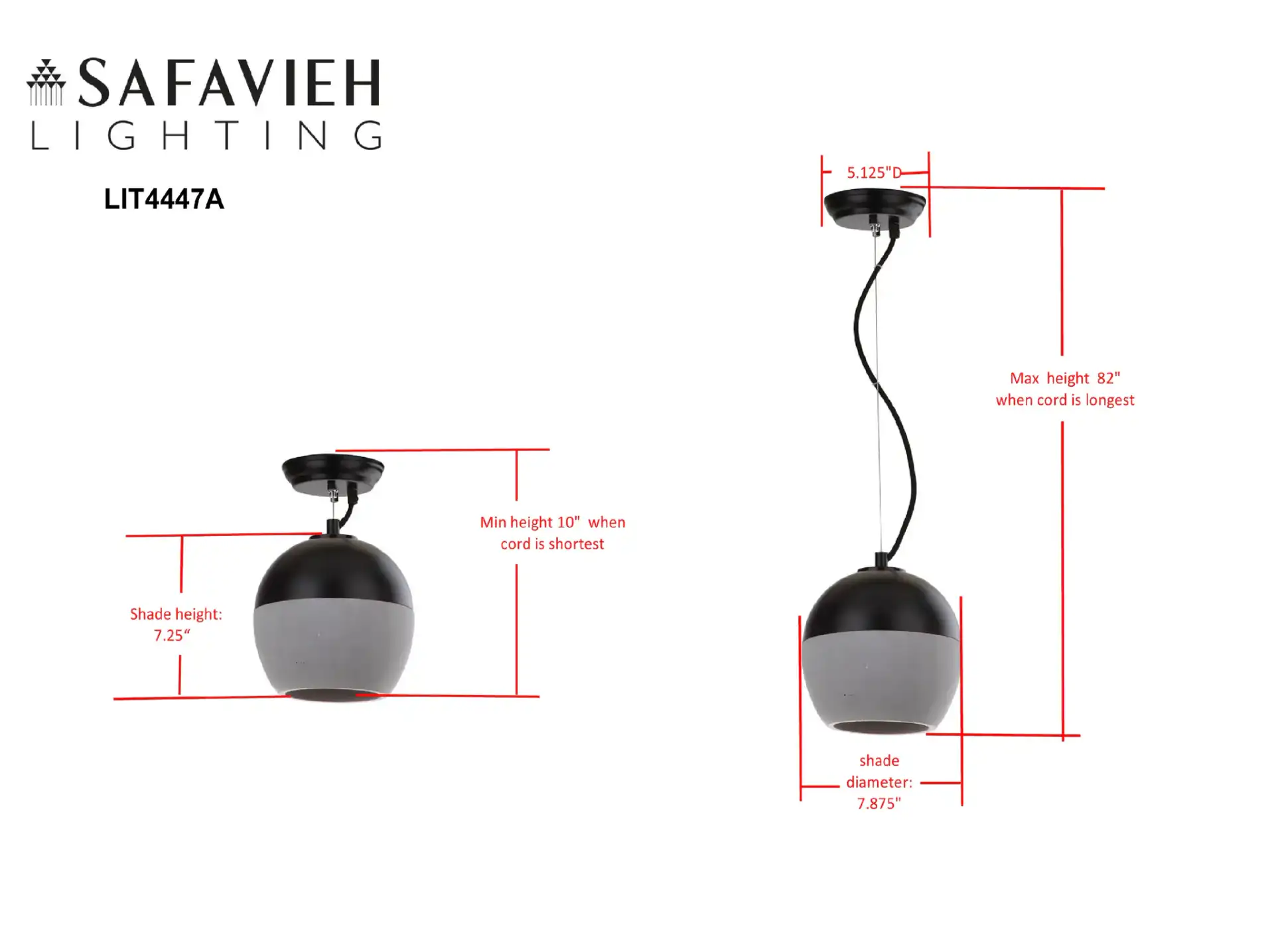 Kira Pendant Lamp in Gray / Black, detail view