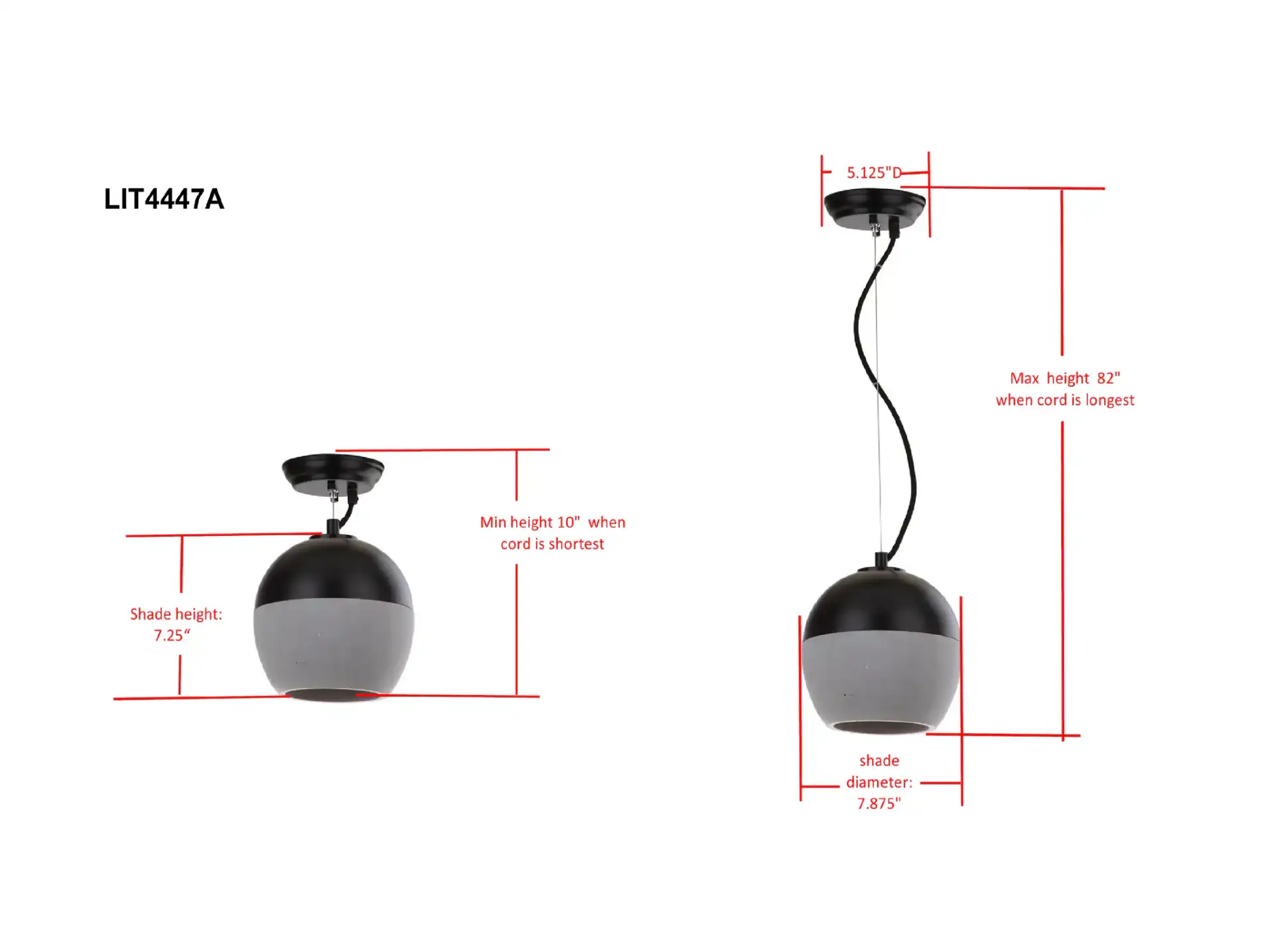 Kira Pendant Lamp in Gray / Black, detail view