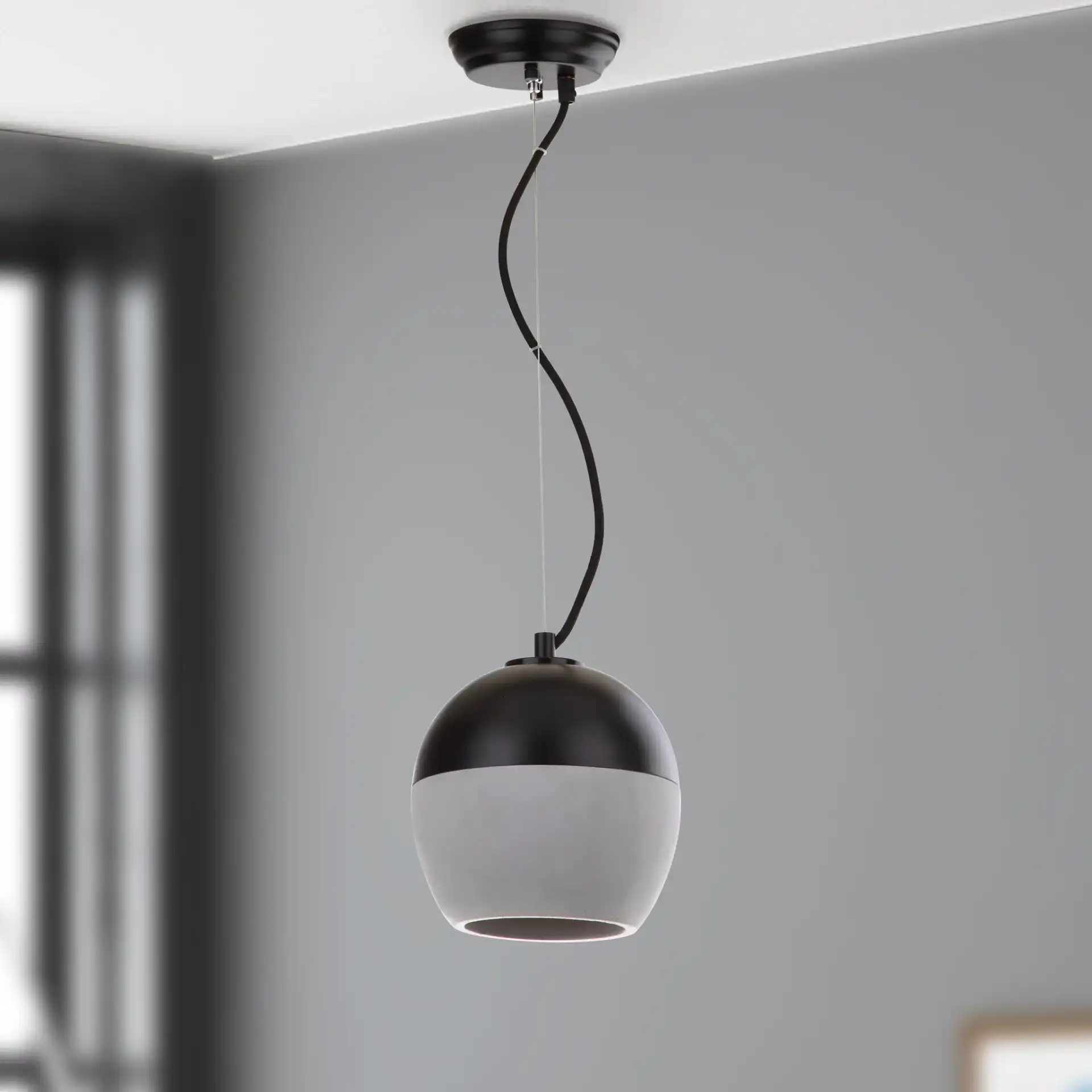 Kira Pendant Lamp in Gray / Black in a styled room