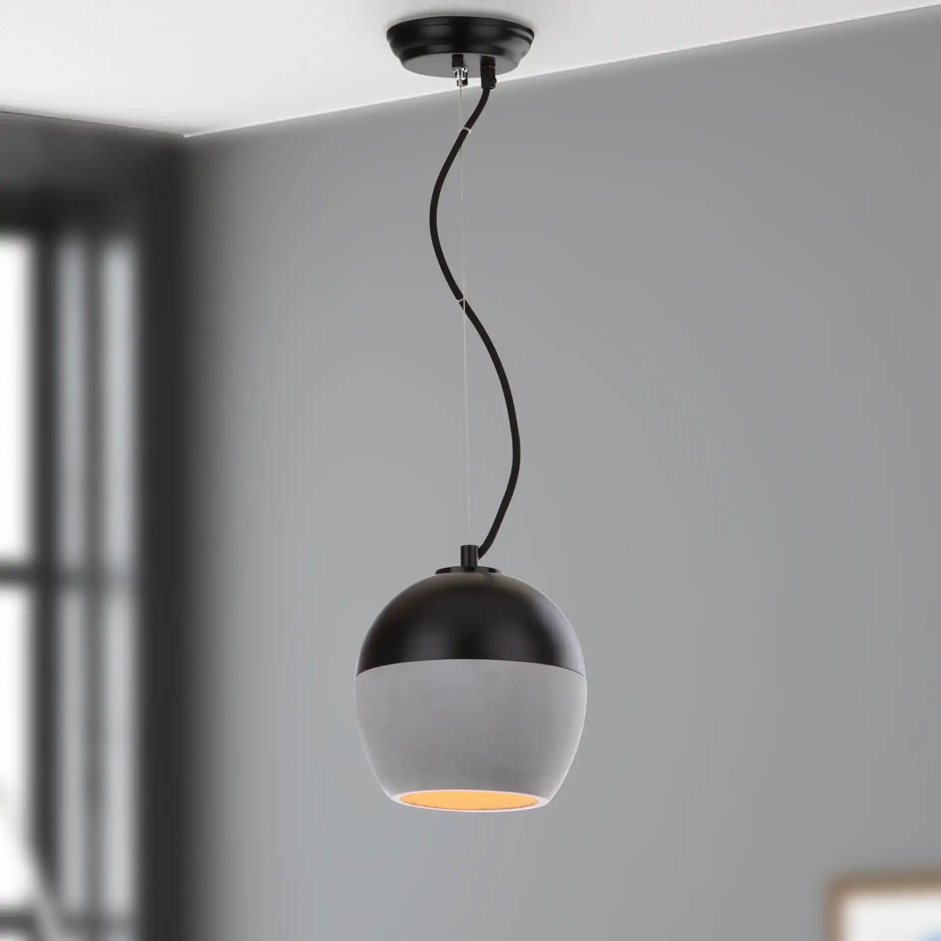 Kira Pendant Lamp in Gray / Black in a styled room