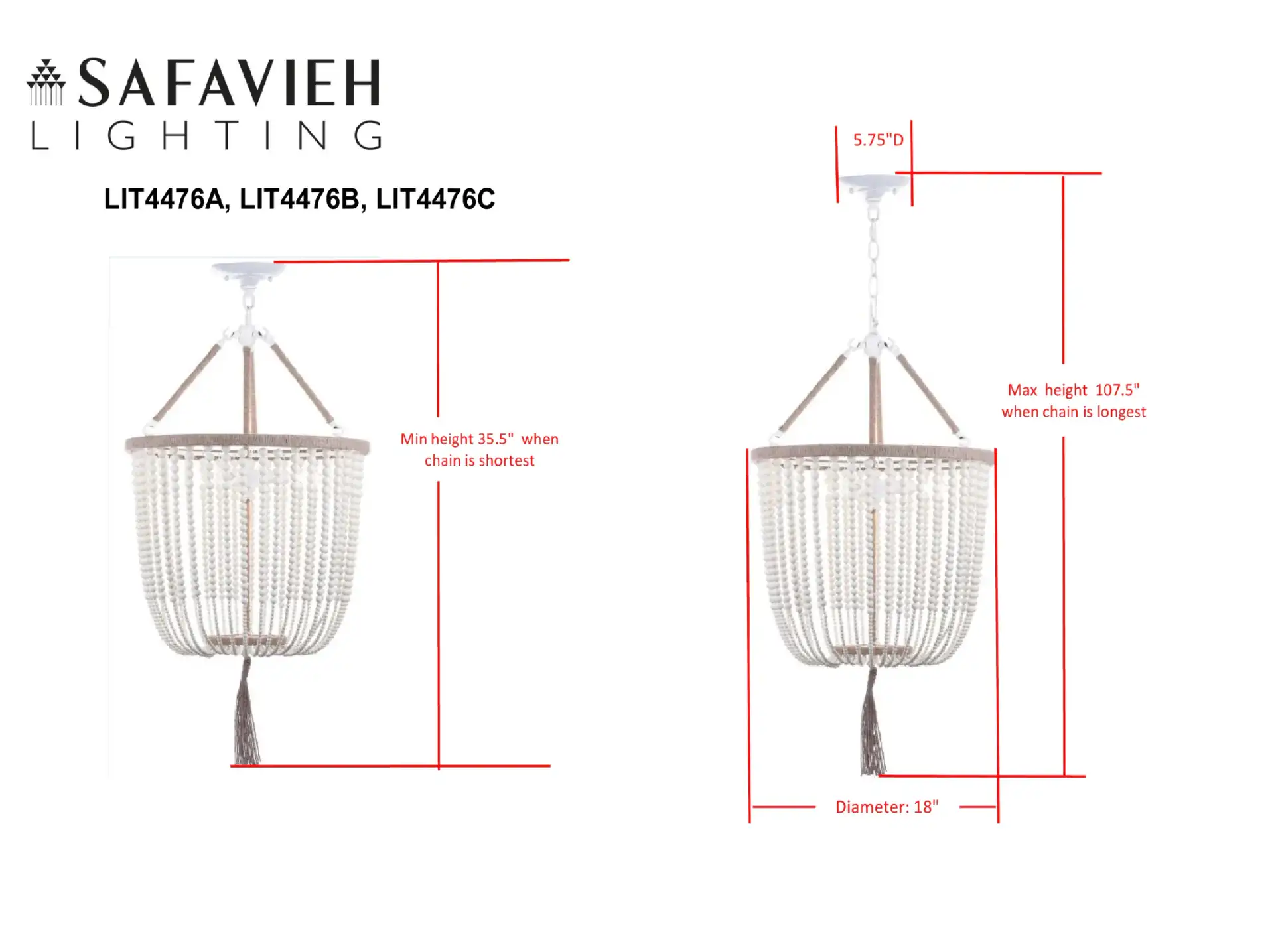 Angie Beads Pendant Lamp in Cream, detail view