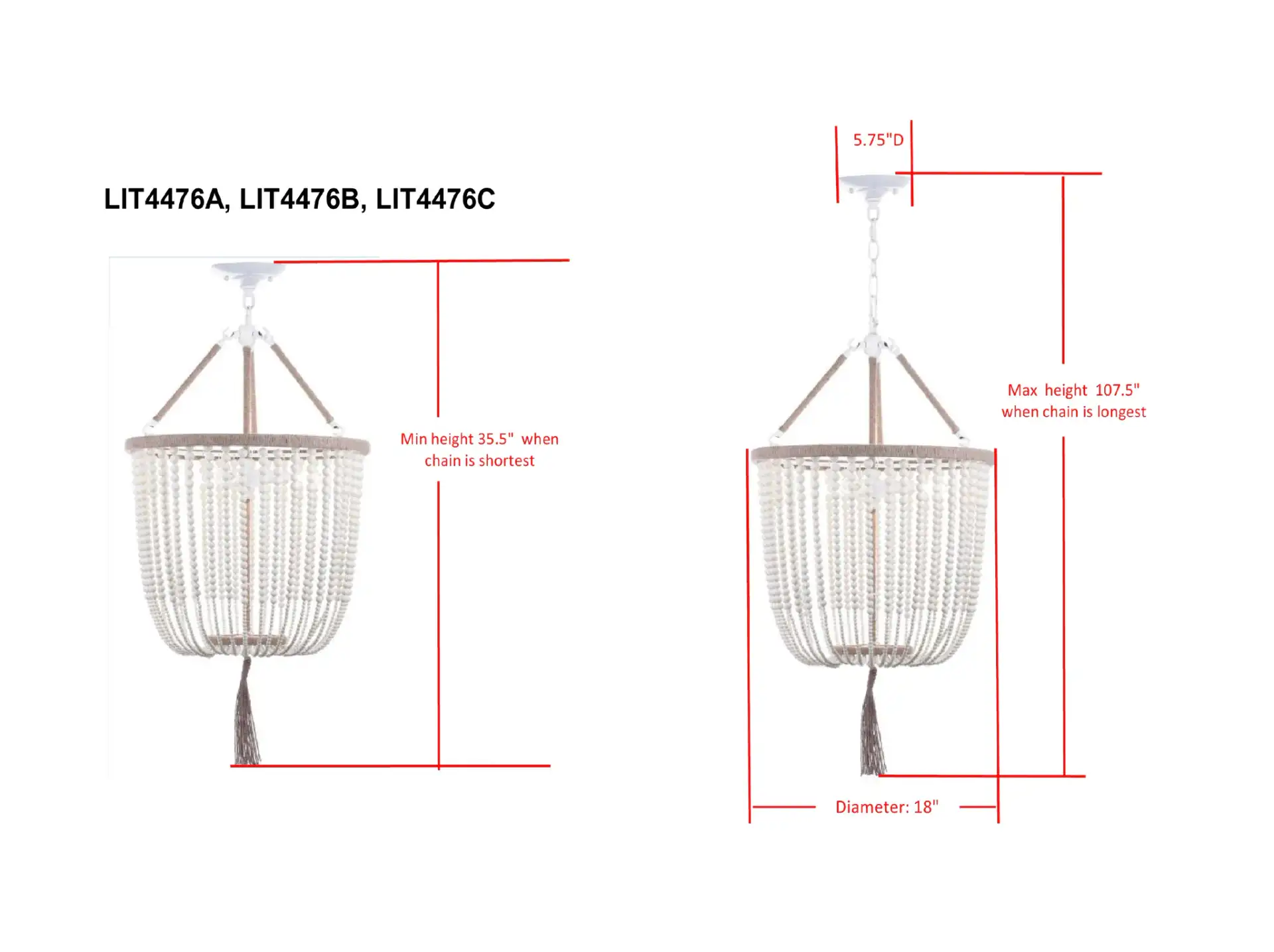 Angie Beads Pendant Lamp in Cream, detail view