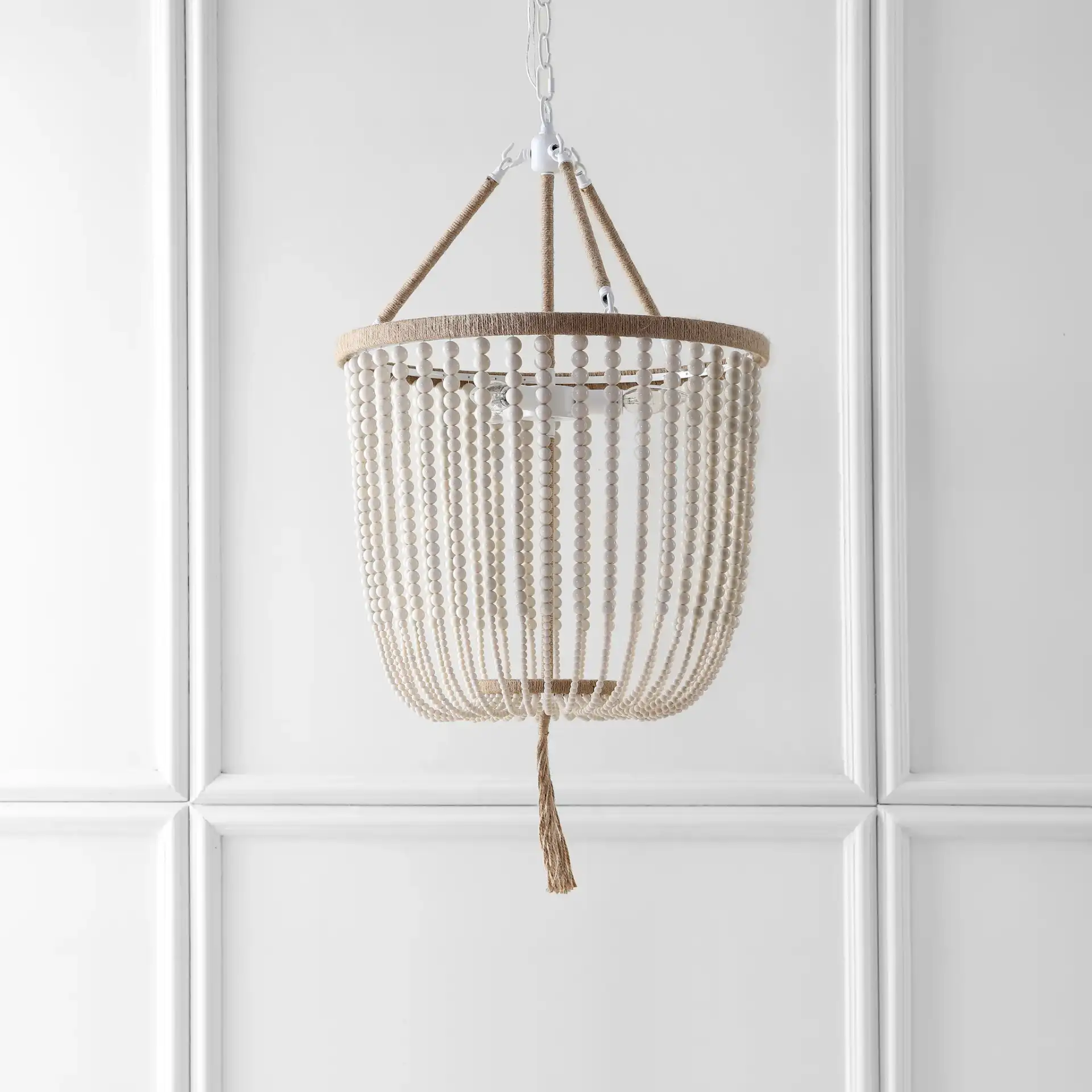 Angie Beads Pendant Lamp in Cream in a styled room