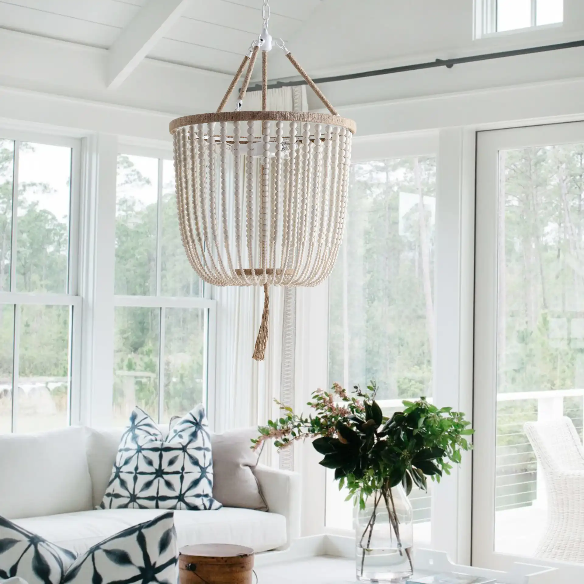 Angie Beads Pendant Lamp in Cream, detail view