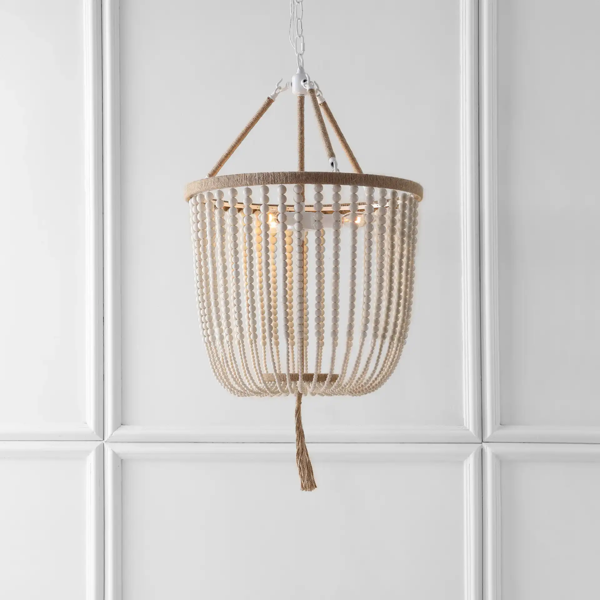 Angie Beads Pendant Lamp in Cream in a styled room