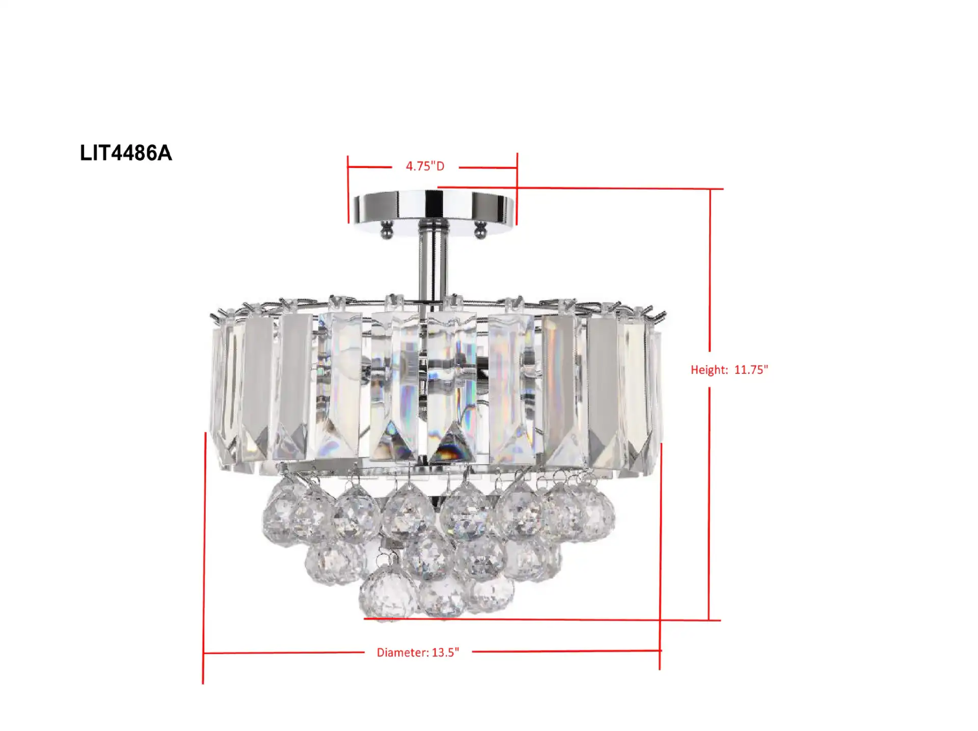 Vaxcel Ceiling Lamp in Chrome, detail view