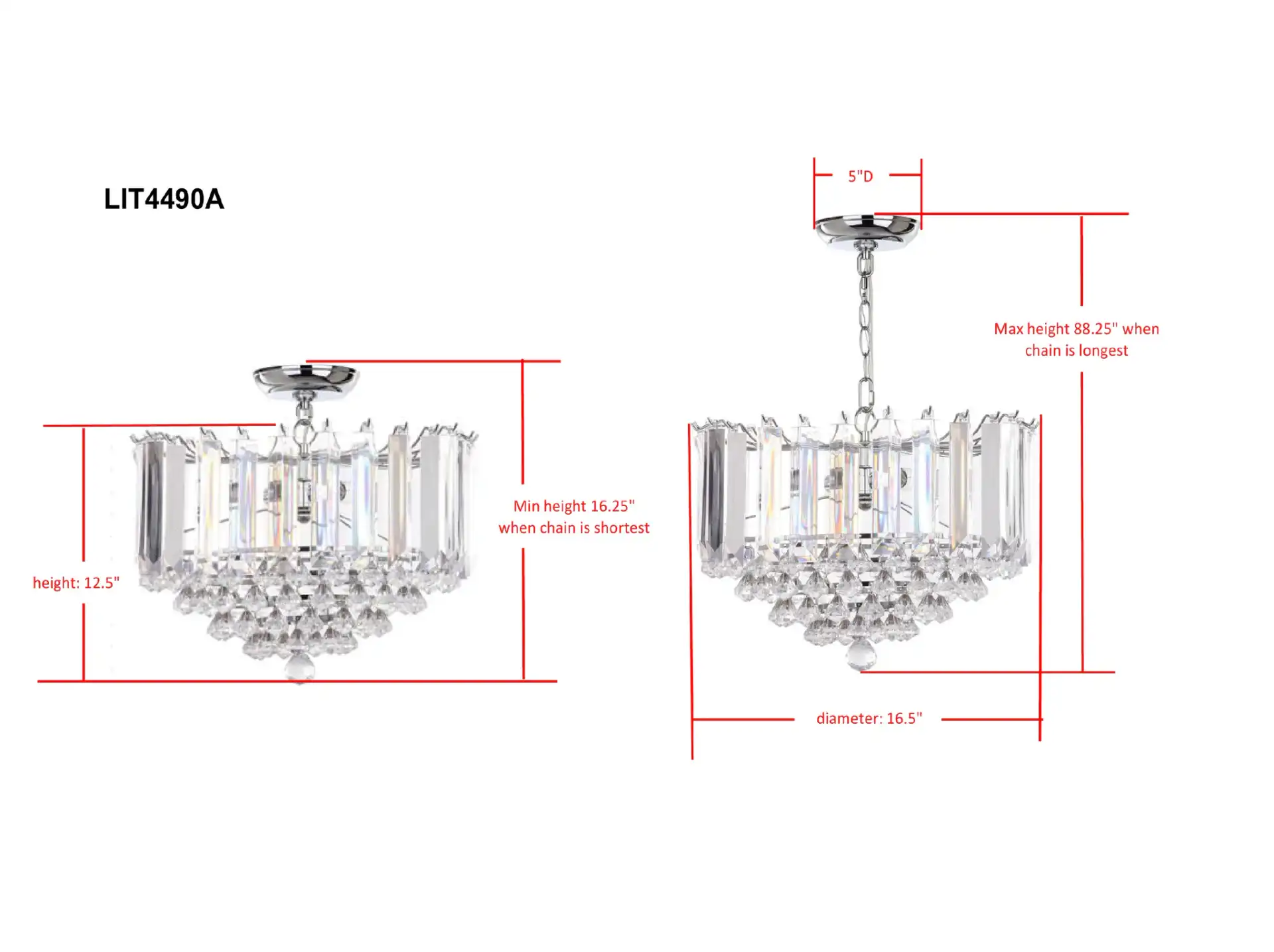 Hampton Pendant Lamp in Chrome / Clear, detail view