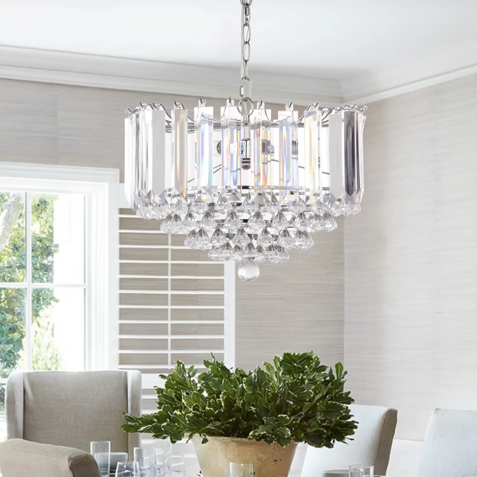 Hampton Pendant Lamp in Chrome / Clear, detail view