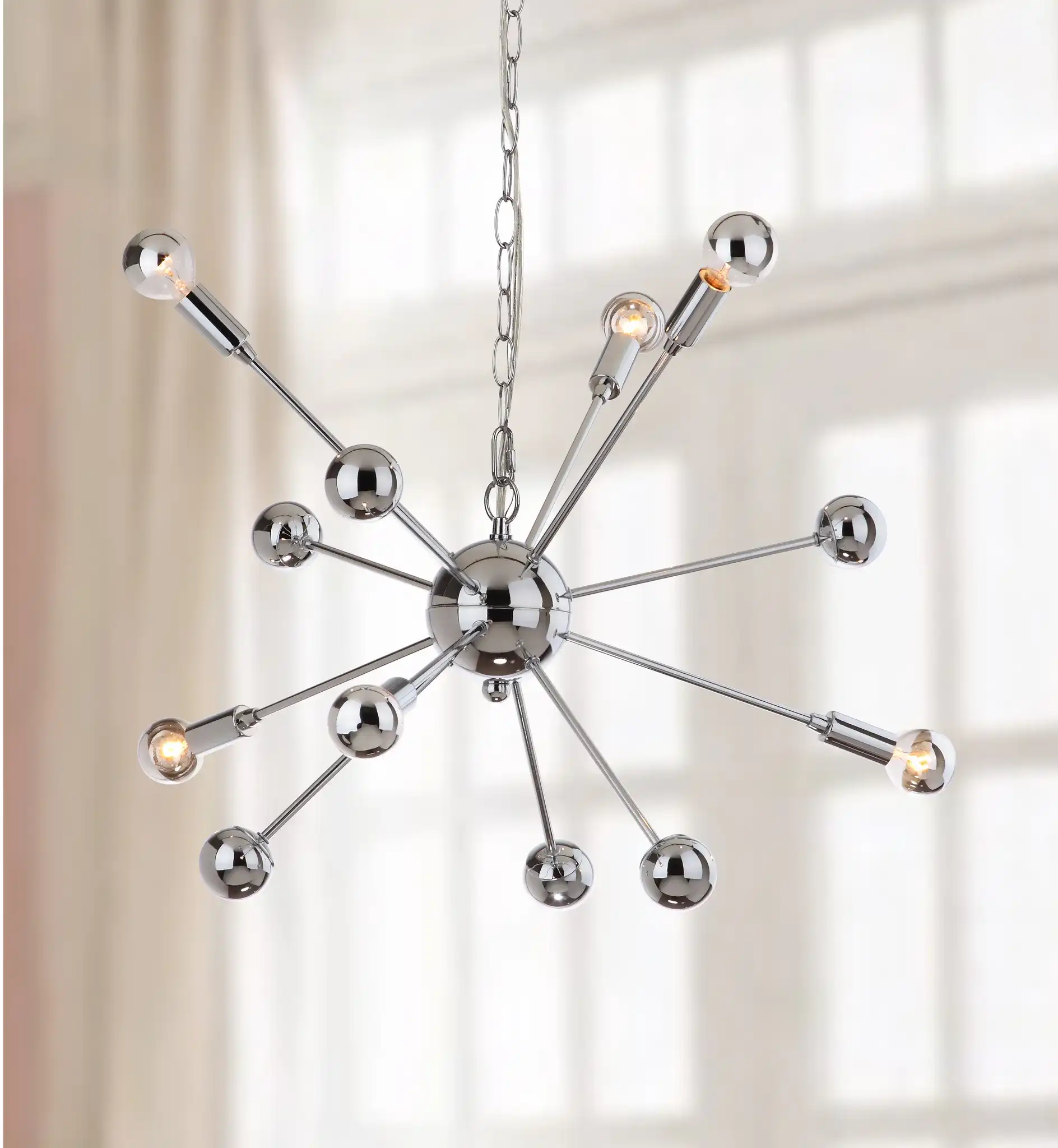 Matrix Sputnik Pendant Lamp in Chrome in a styled room
