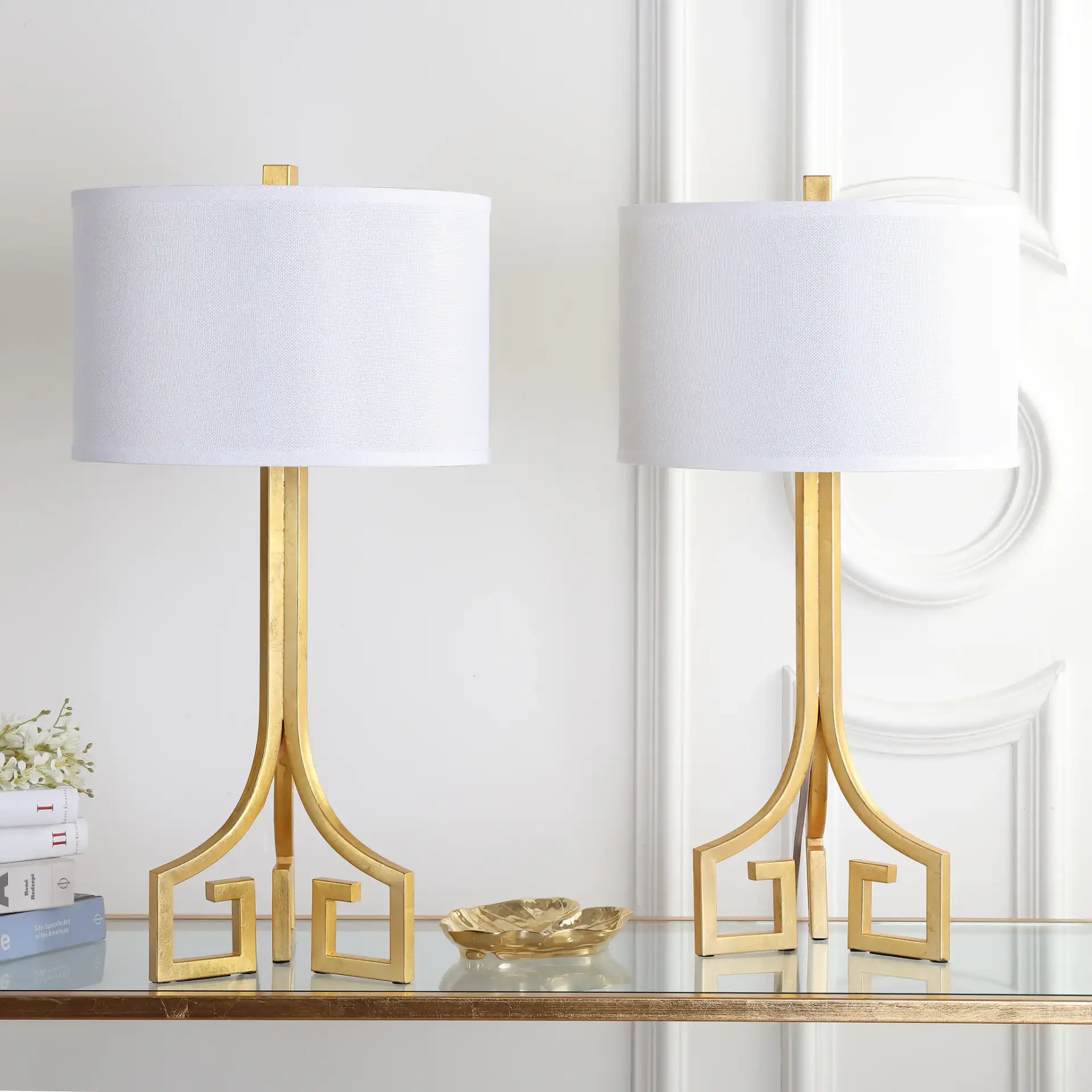 Arabelle Hardback Table Lamp (Set Of 2) in Gold in a styled room