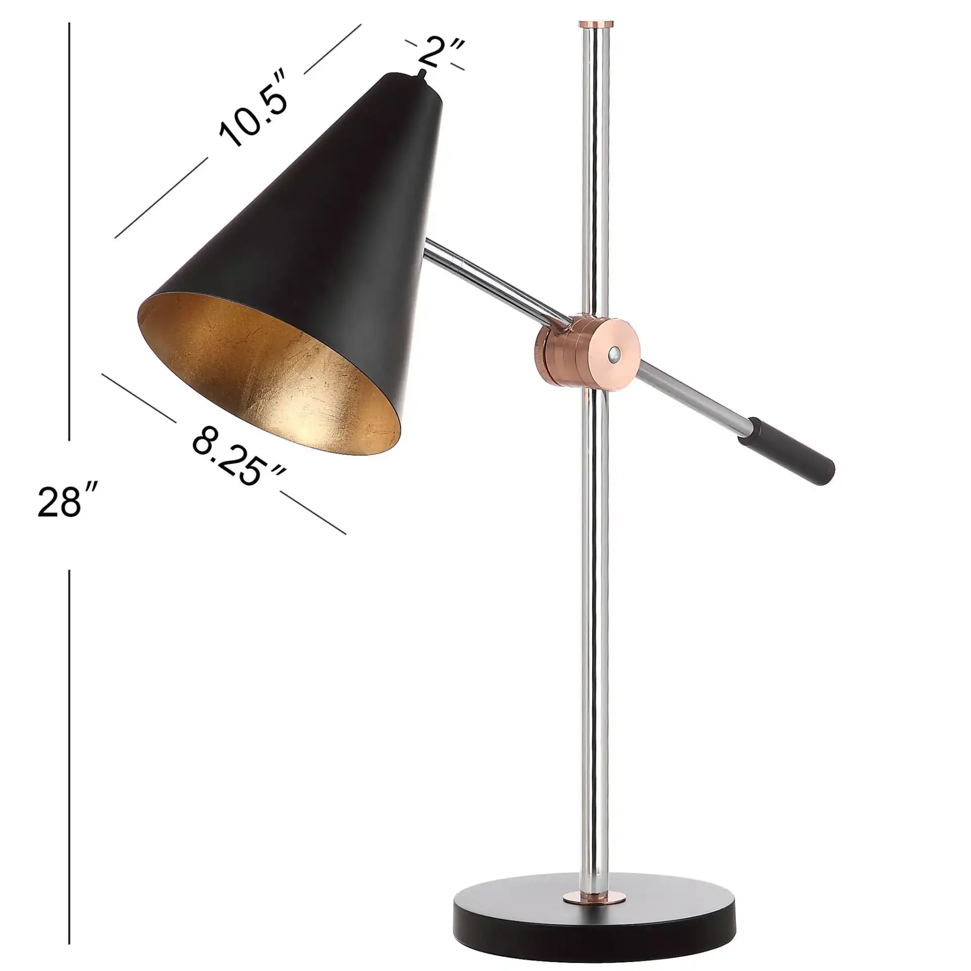 Alexus Table Lamp in Chrome / Black, detail view