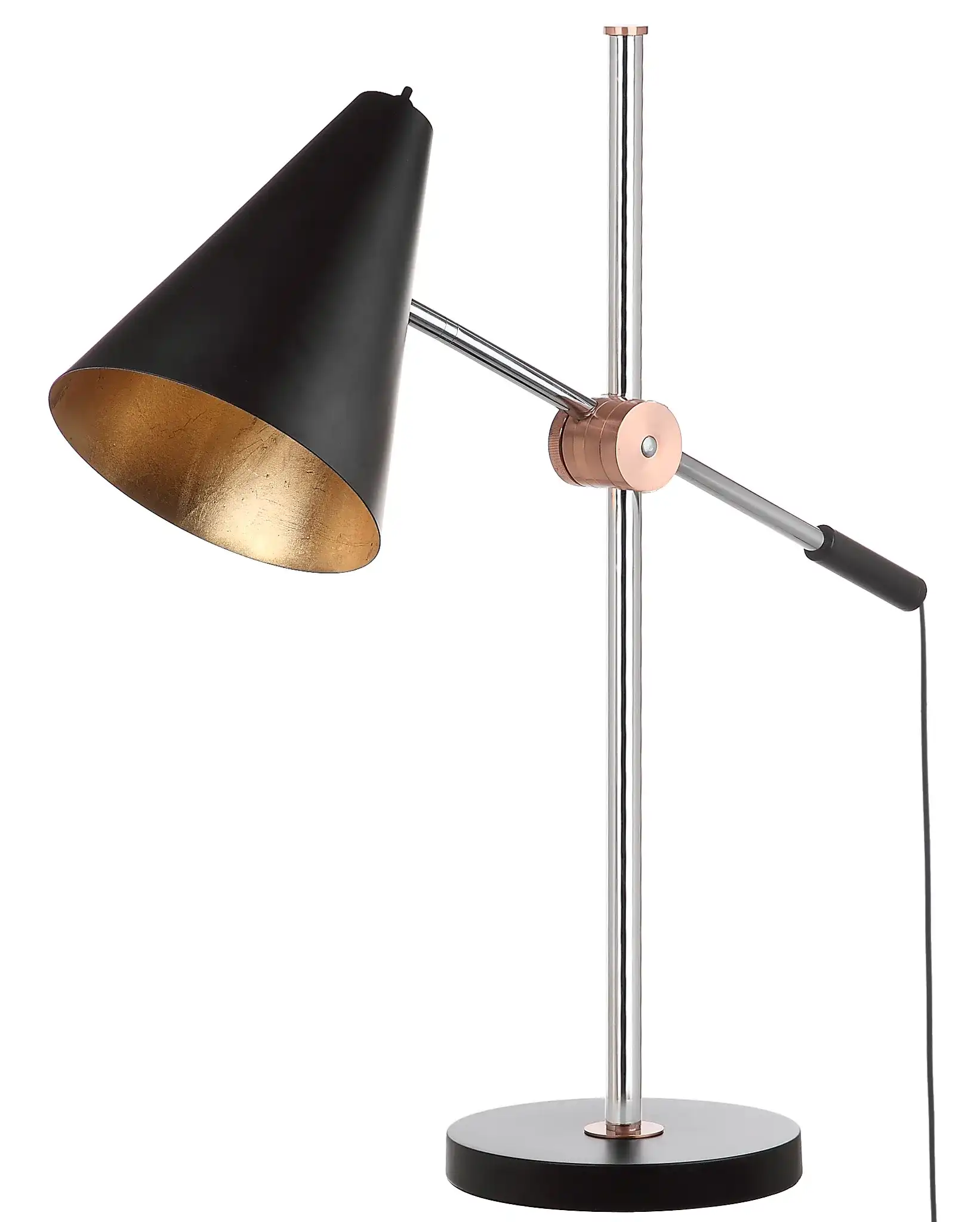 Alexus Table Lamp in Chrome / Black, detail view