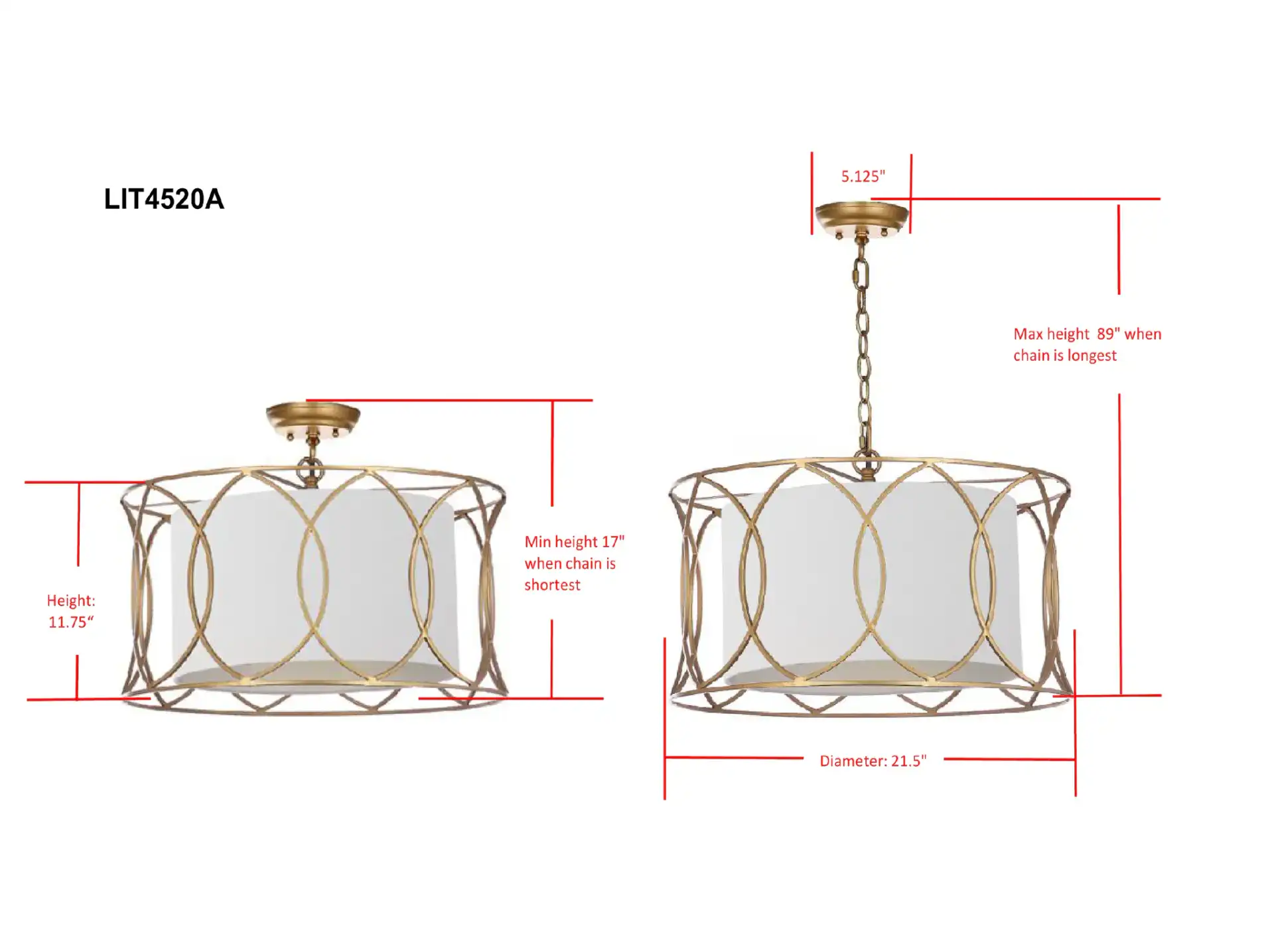 Silas Pendant Lamp in Gold, detail view