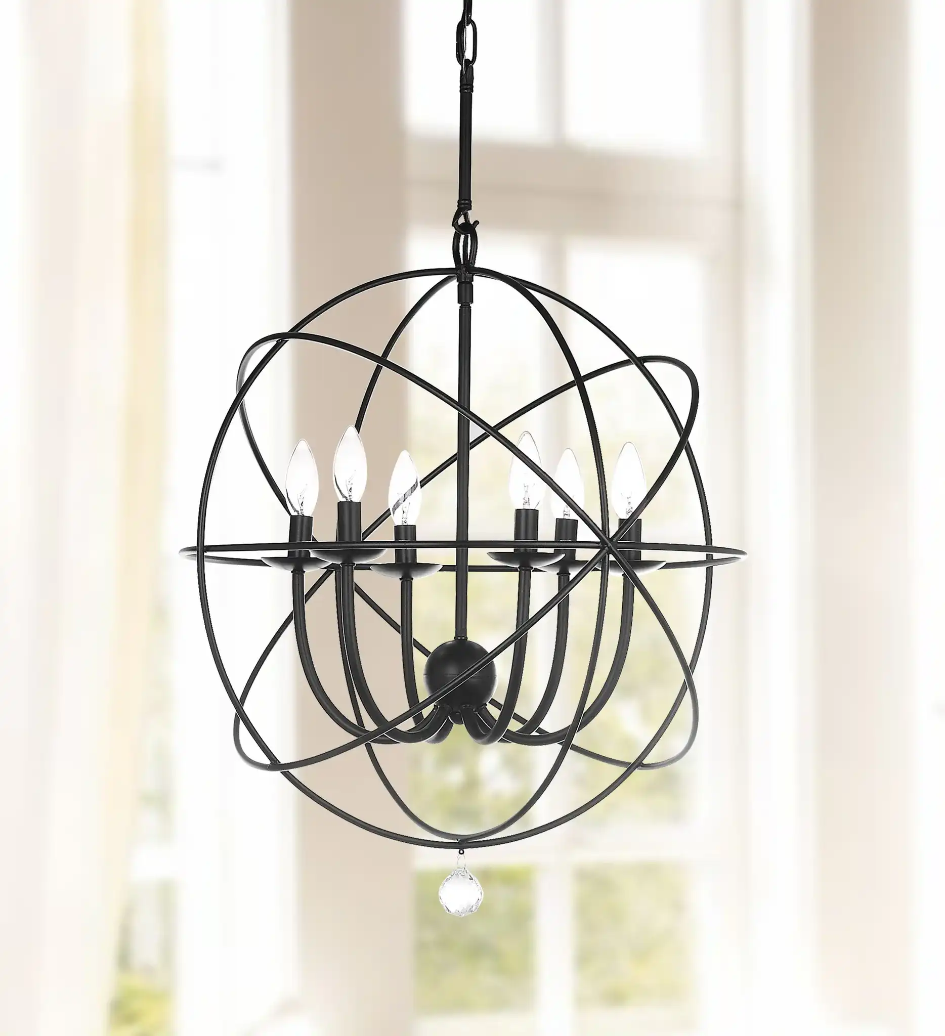 Evie Chandelier in Black in a styled room