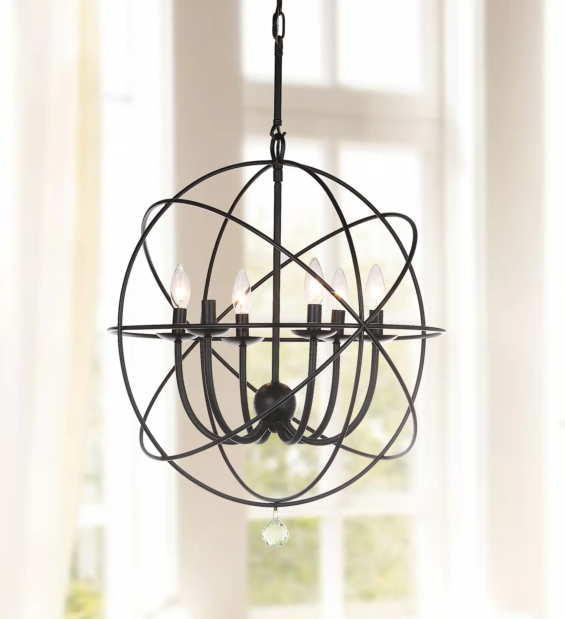 Evie Chandelier in Black in a styled room