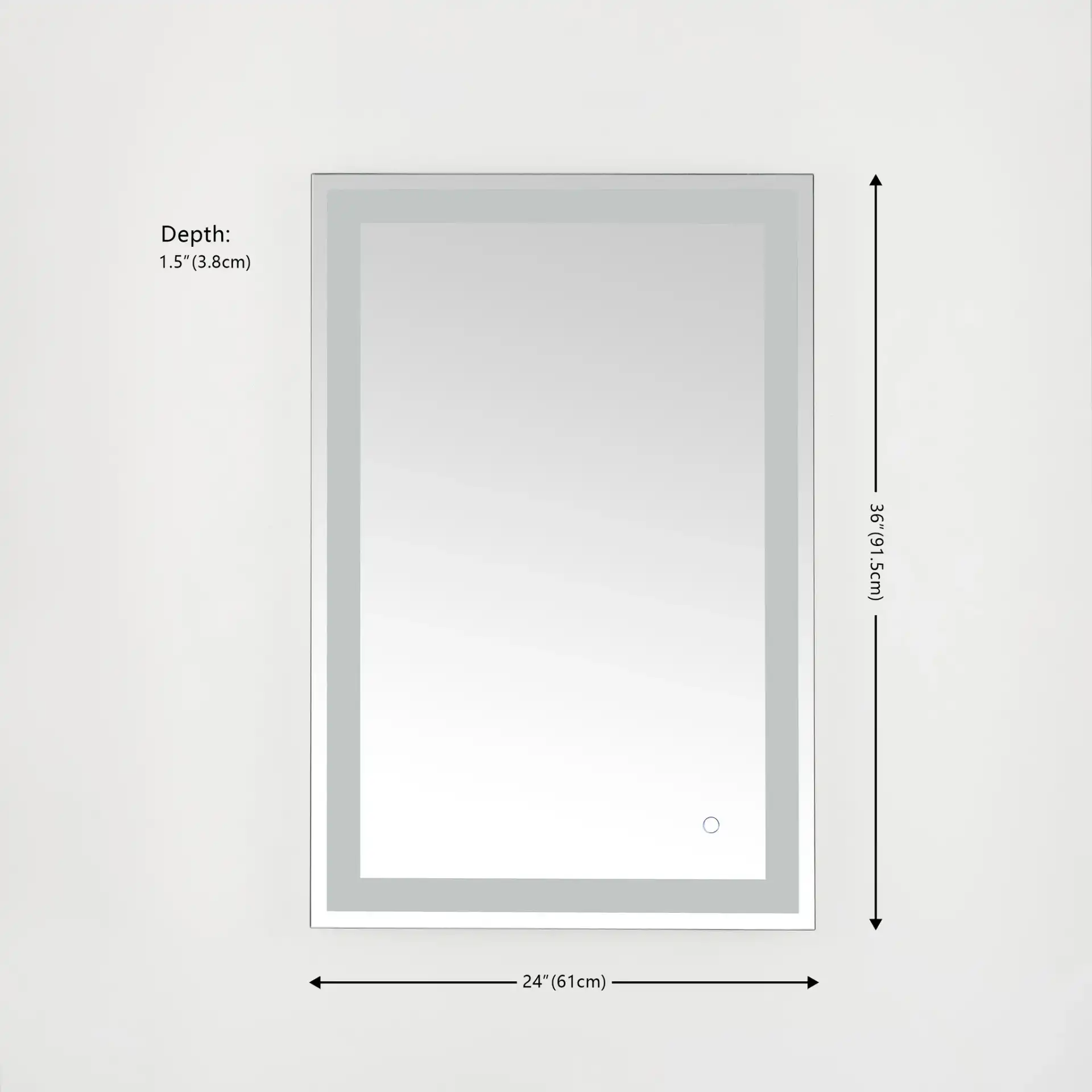 Hyatt 24" Led Mirror in Silver / White, detail view