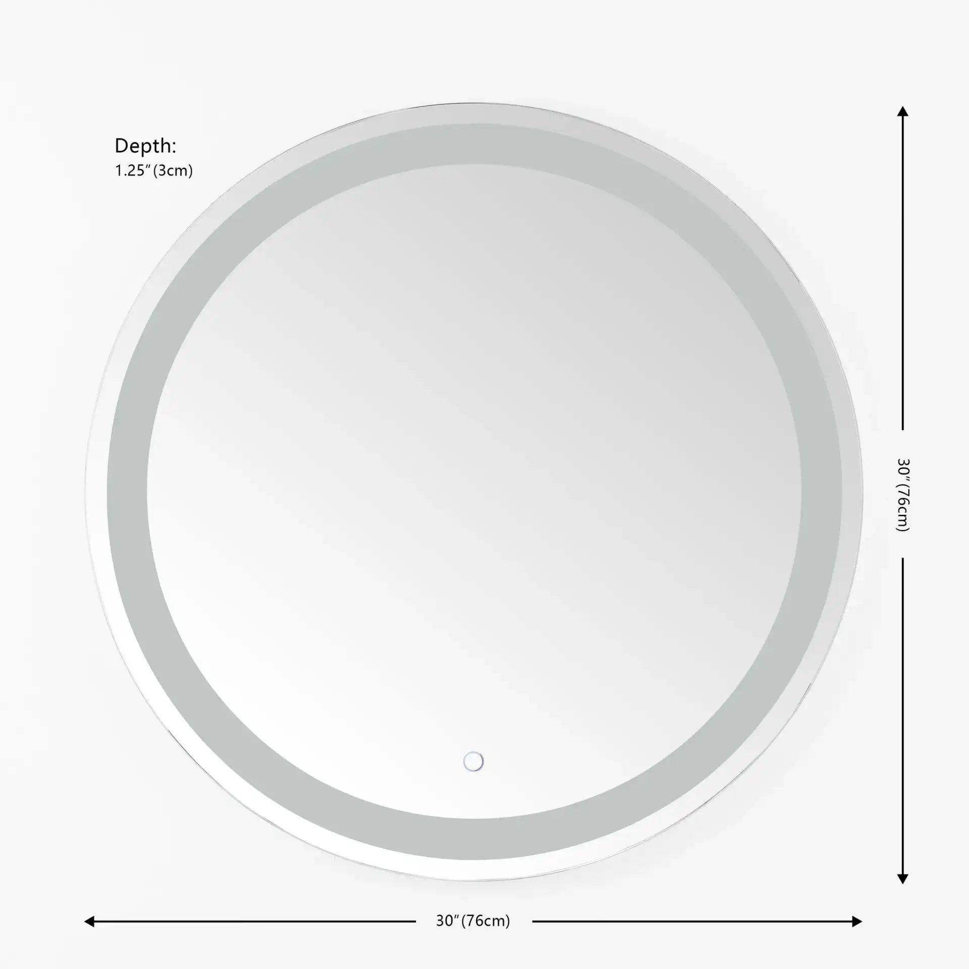 Caspar 30" Led Mirror in Silver / White, detail view