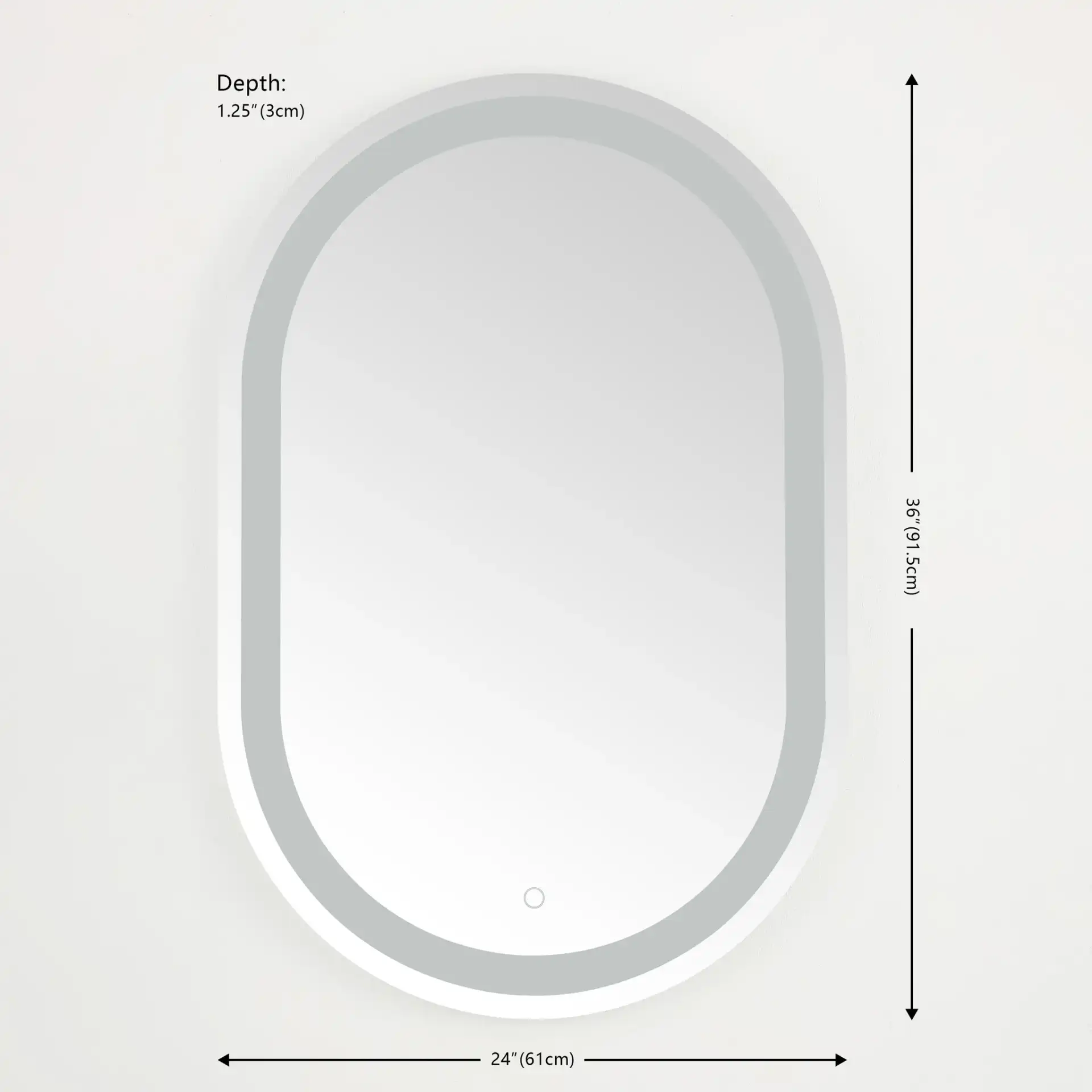 Crosby 24" Led Mirror in Silver / White, detail view