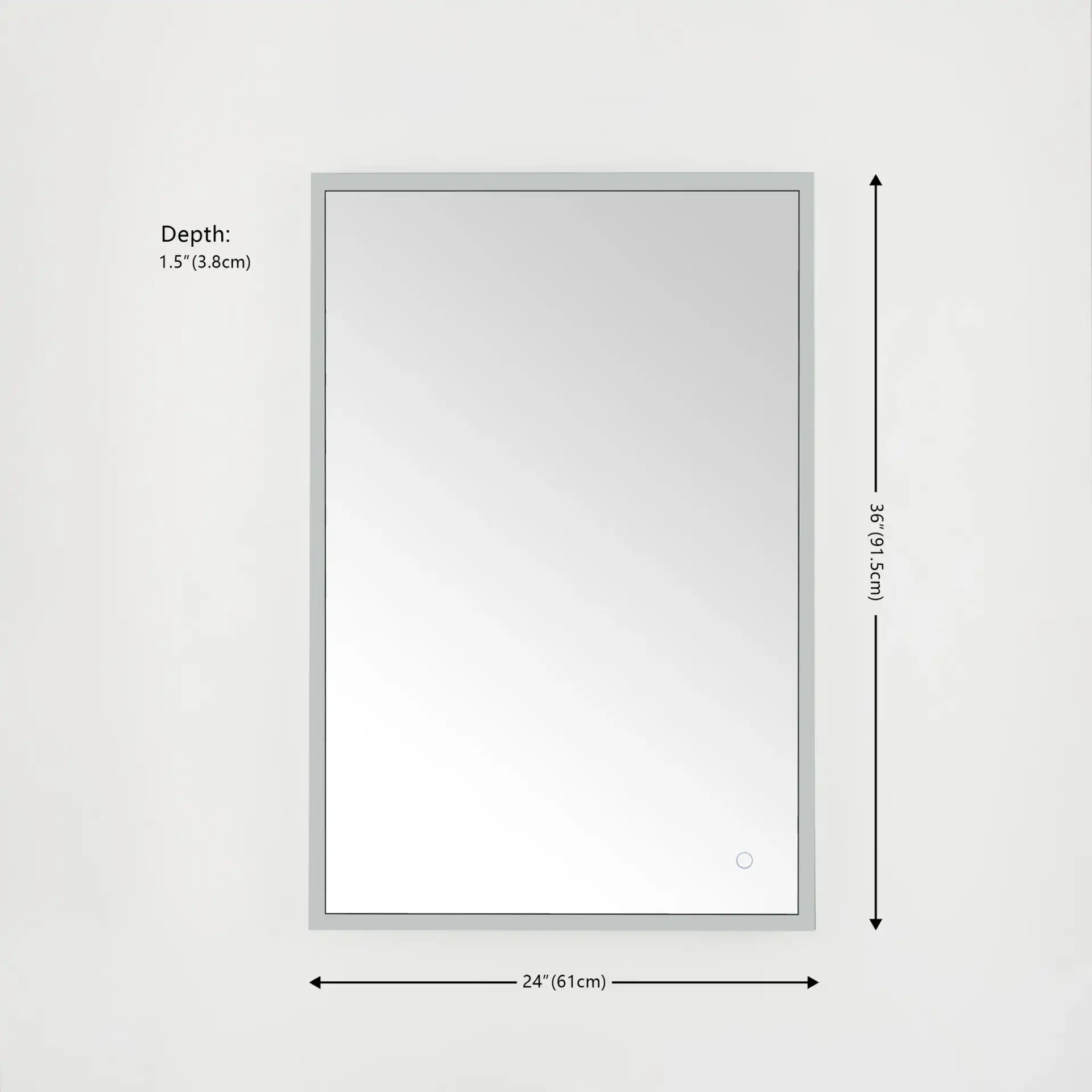 Houston 24" Led Mirror in Silver / White, detail view