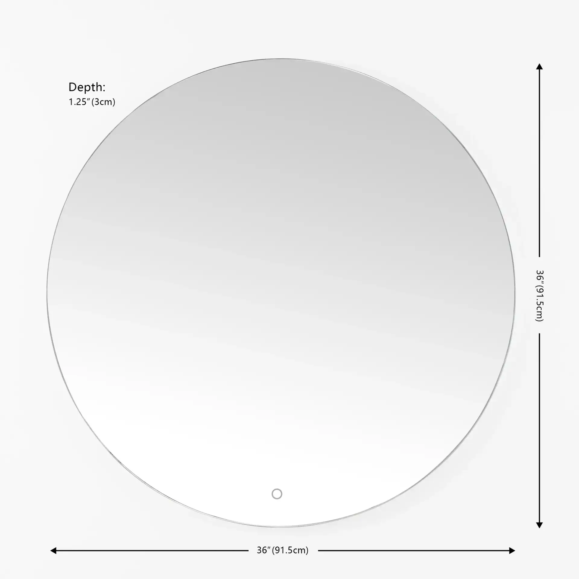 Ashden 36" Led Mirror in Silver, detail view
