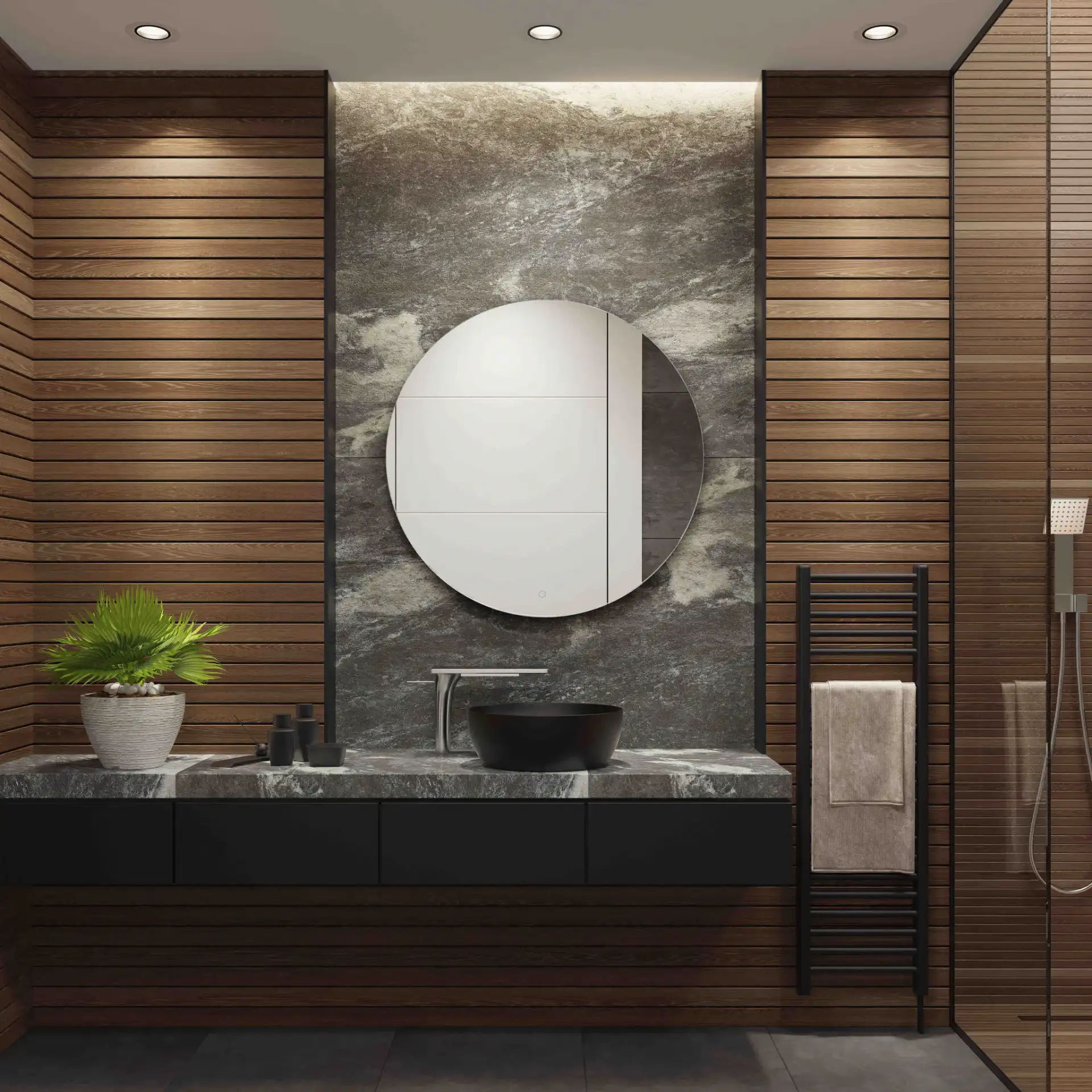 Ashden 36" Led Mirror in Silver, detail view
