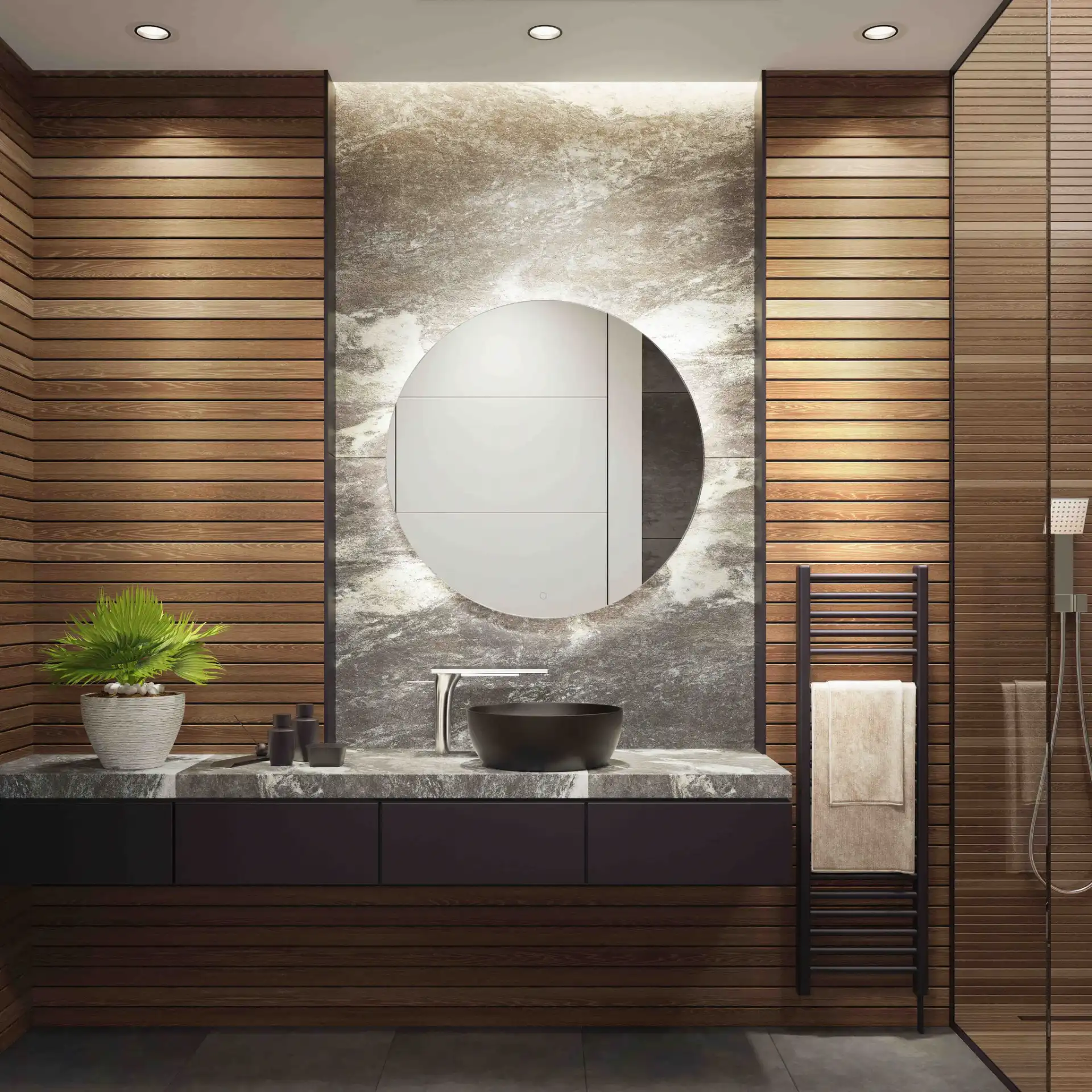 Ashden 36" Led Mirror in Silver in a styled room