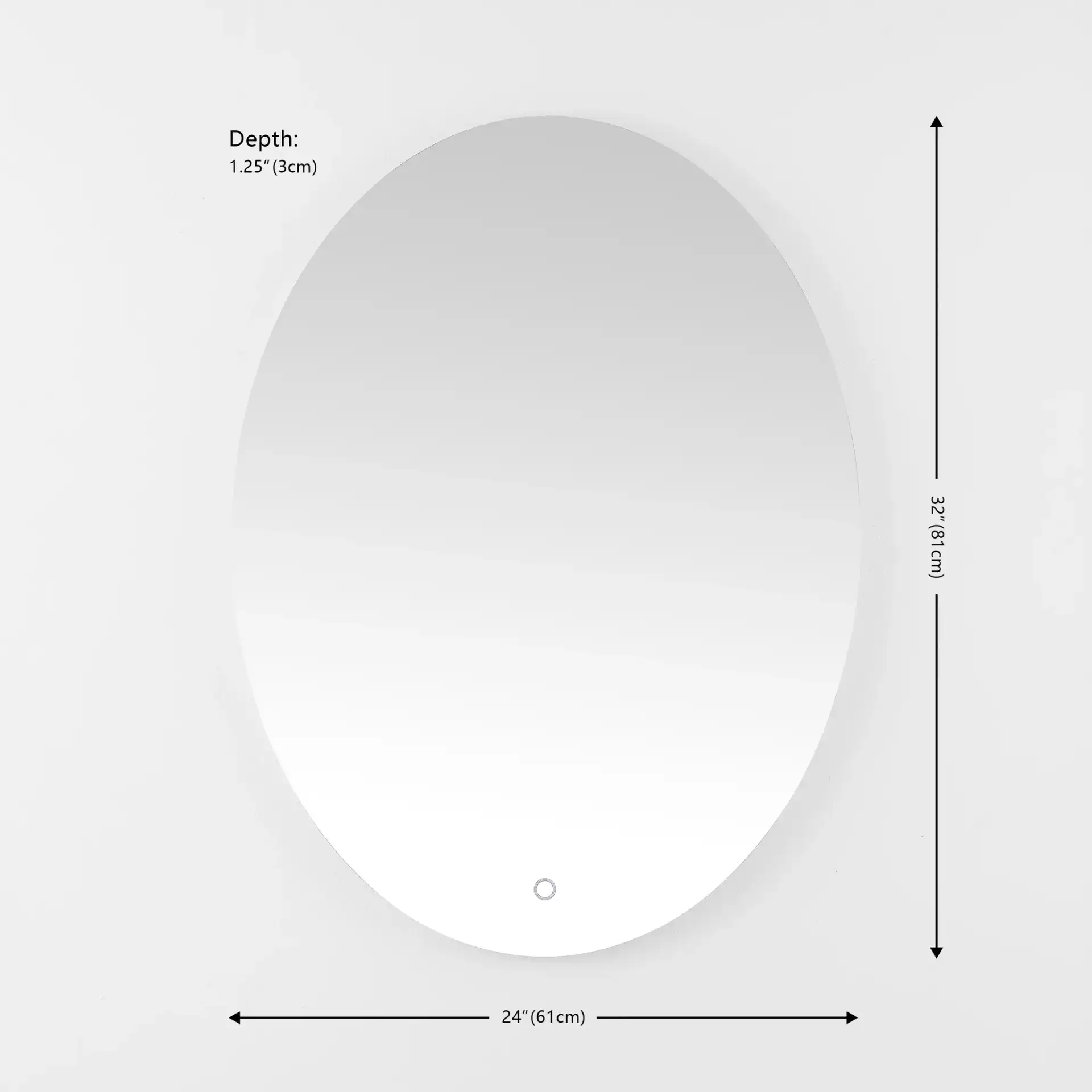 Nolan 24" Led Mirror in White, detail view