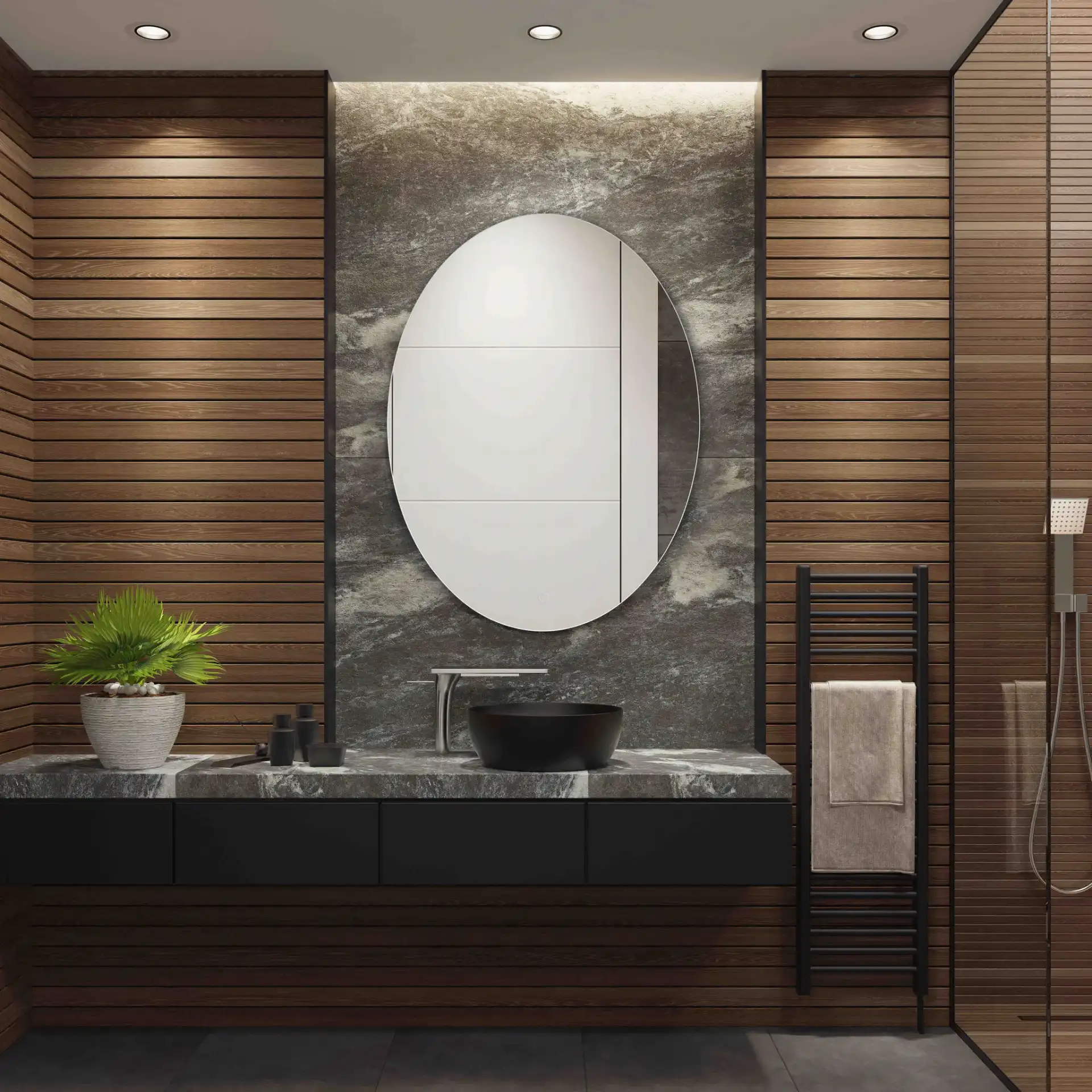 Nolan 24" Led Mirror in White, detail view
