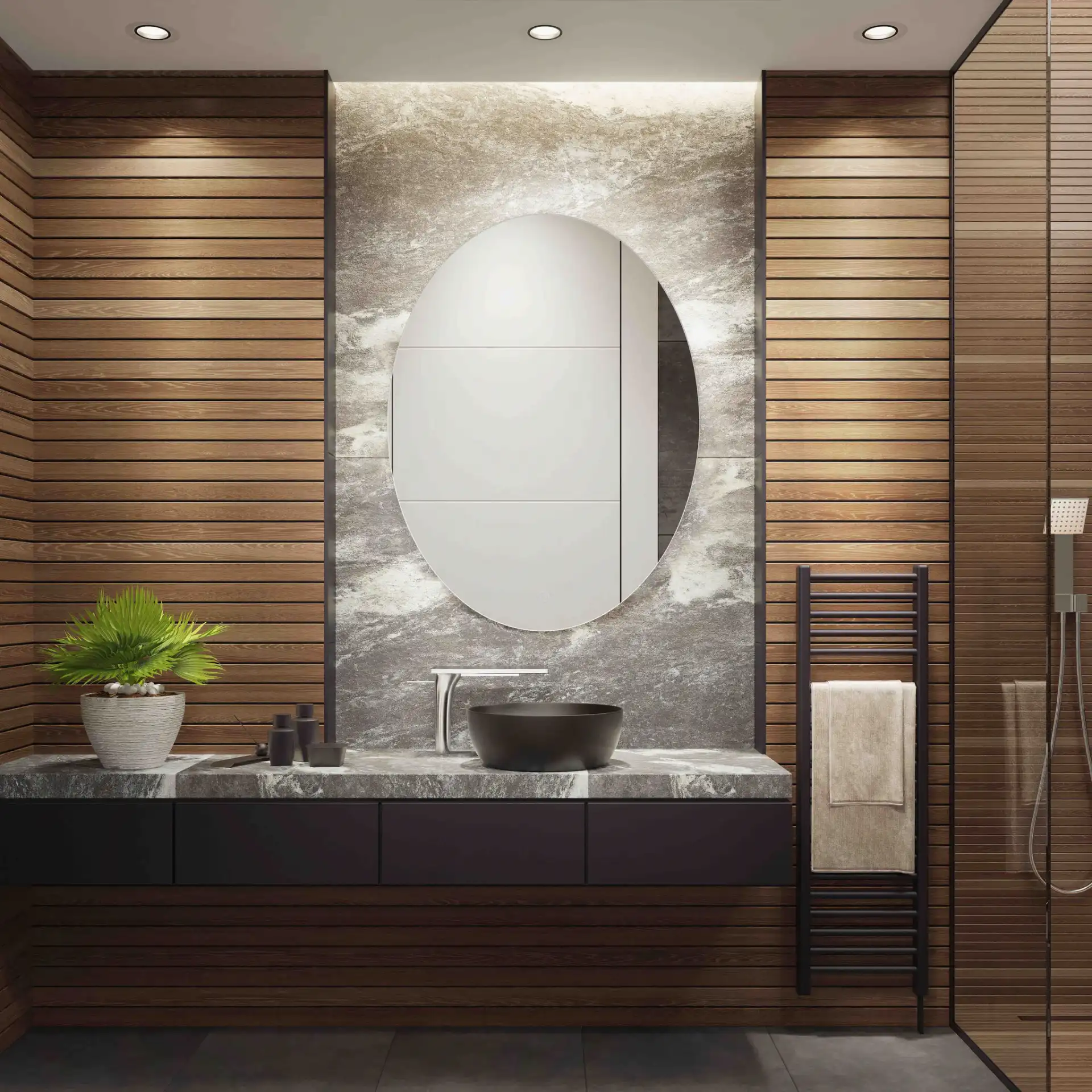 Nolan 24" Led Mirror in White in a styled room