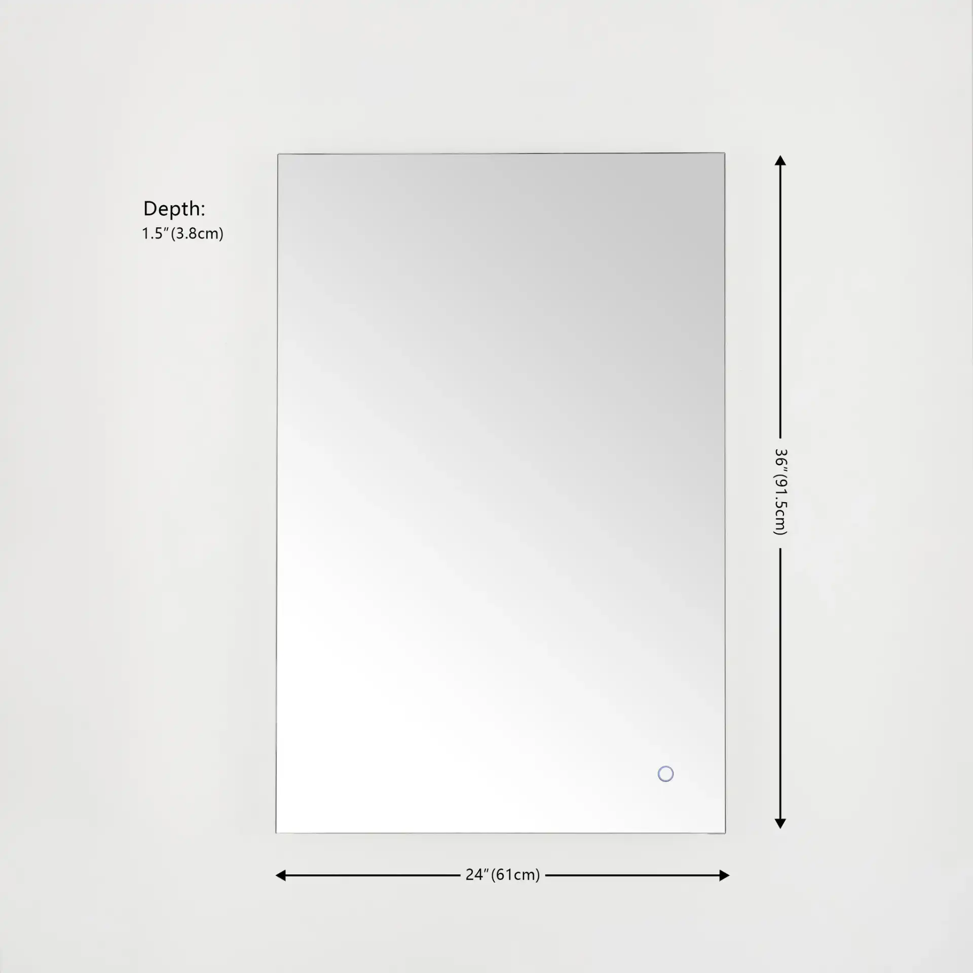 Jed 24" Led Mirror in Silver, detail view
