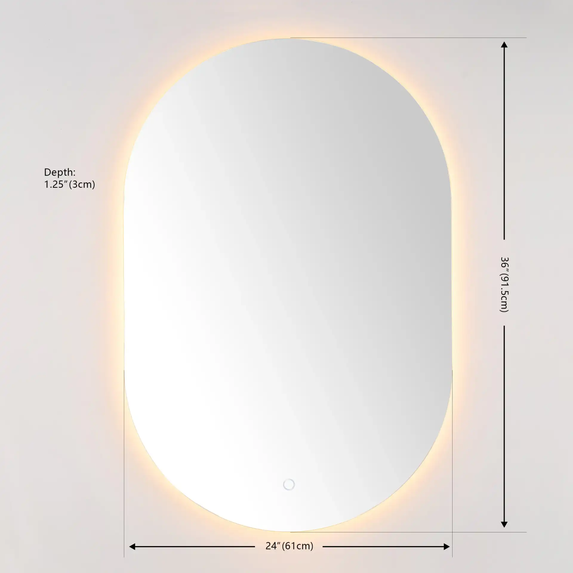 Jax 36" Led Mirror in White, detail view
