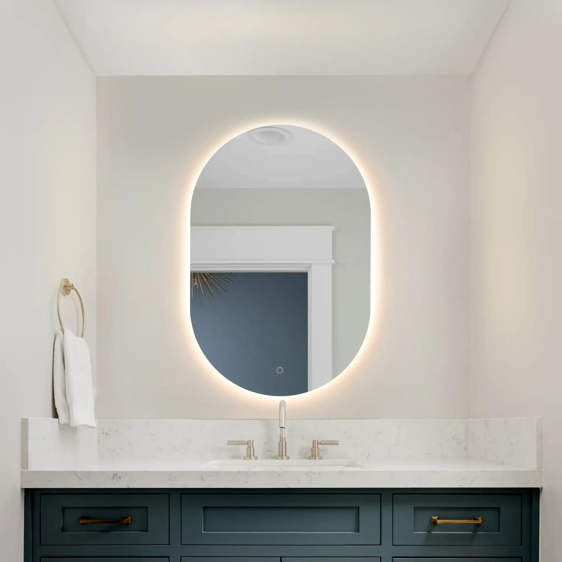 Jax 36" Led Mirror in White in a styled room