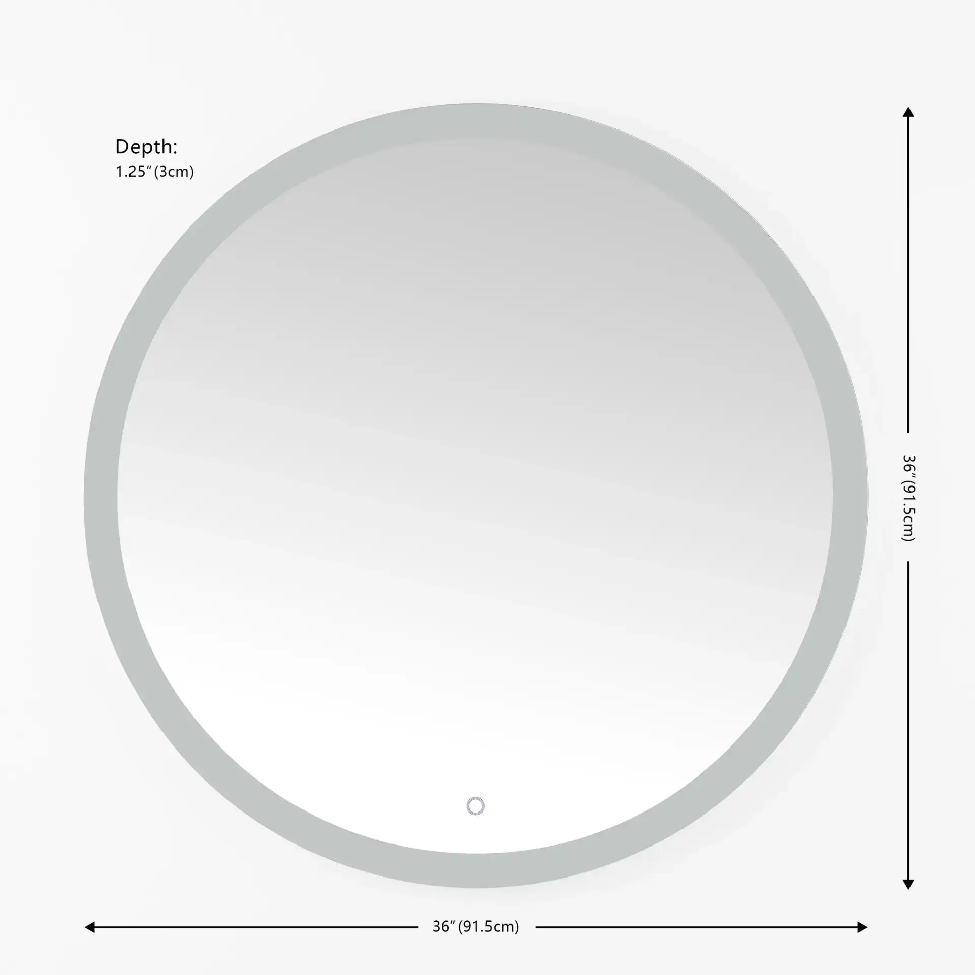 Whit 36" Led Mirror in Silver / White, detail view
