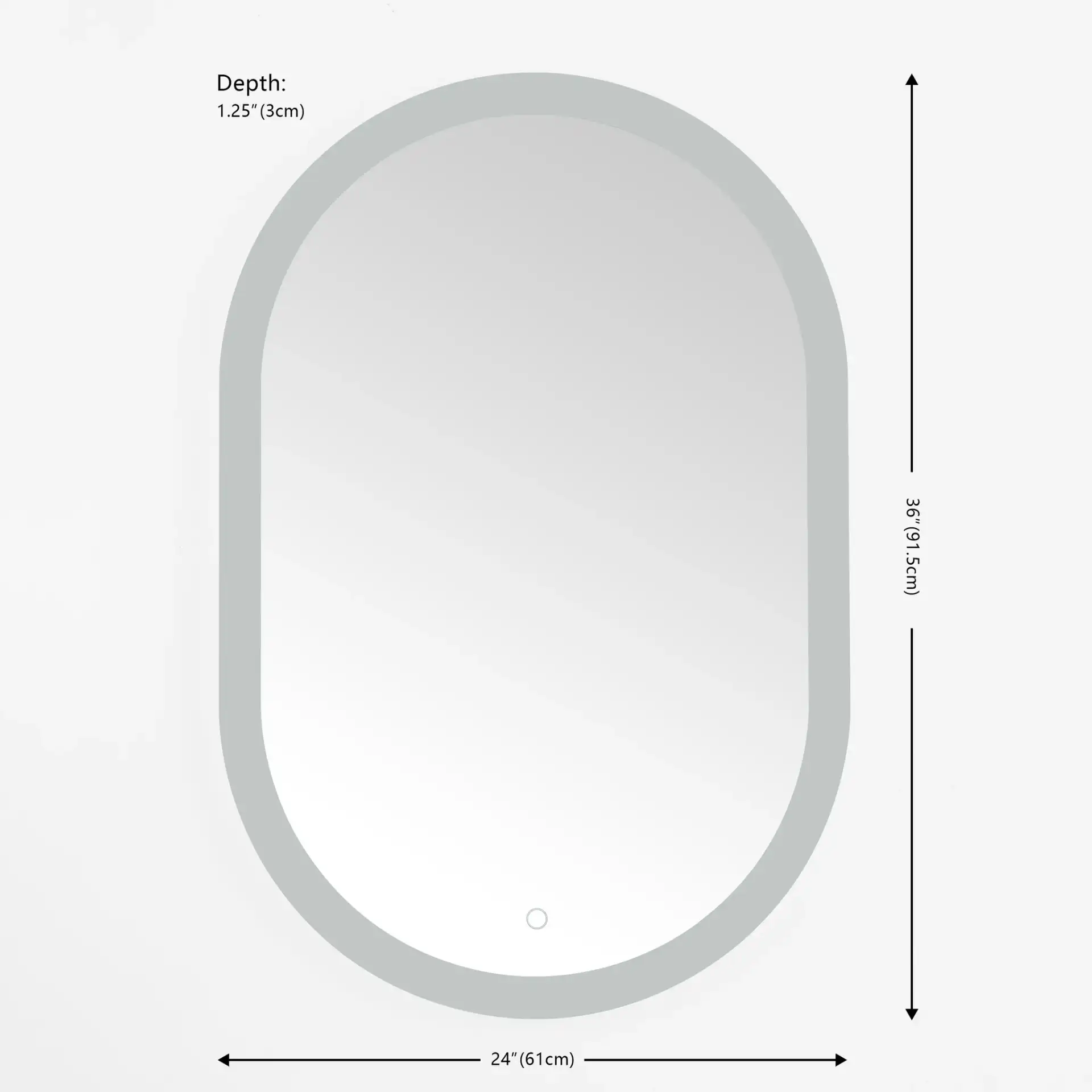 Wes 24" Led Mirror in Silver / White, detail view