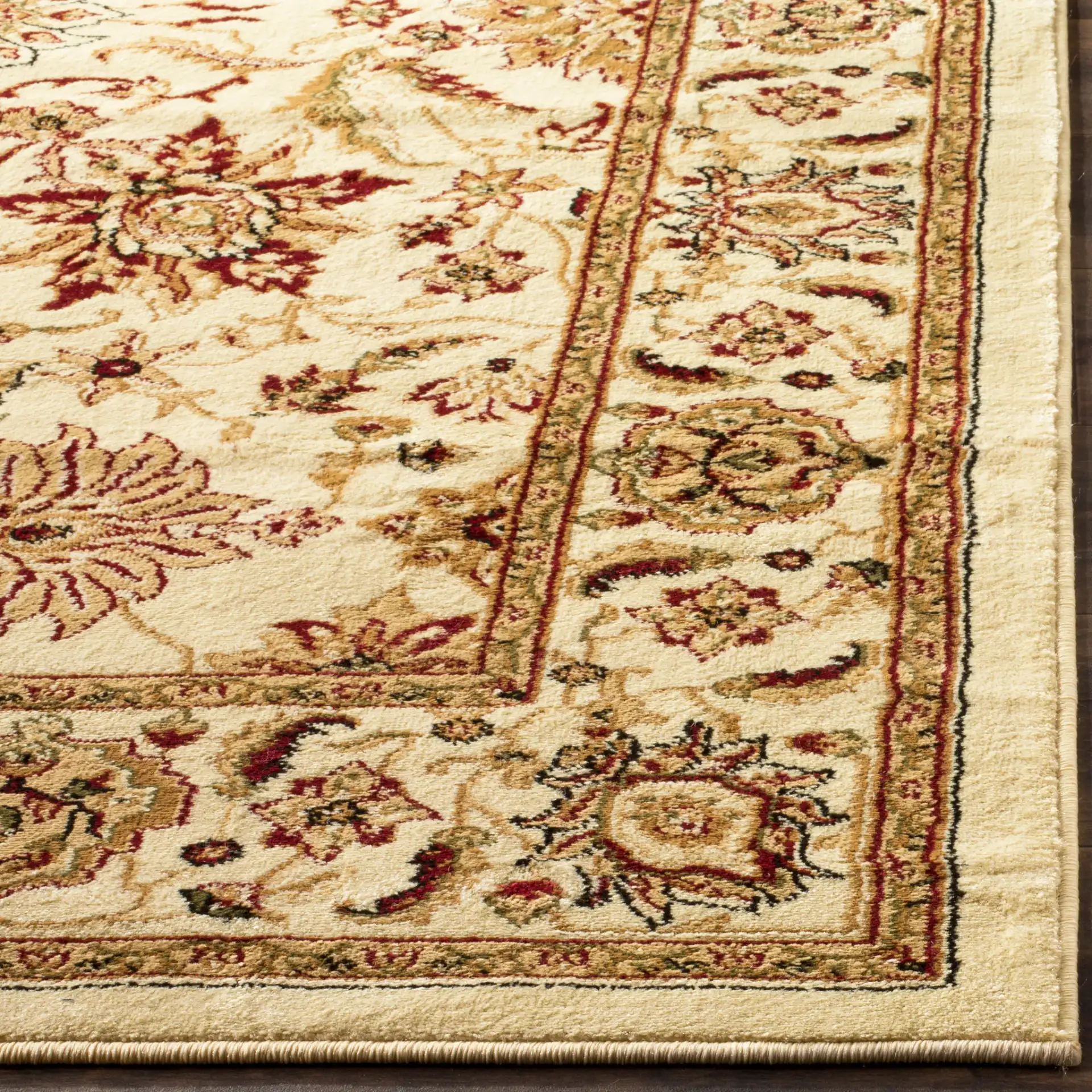 Lyndhurst Bordered Floral Medallion Rug in Ivory in a styled room
