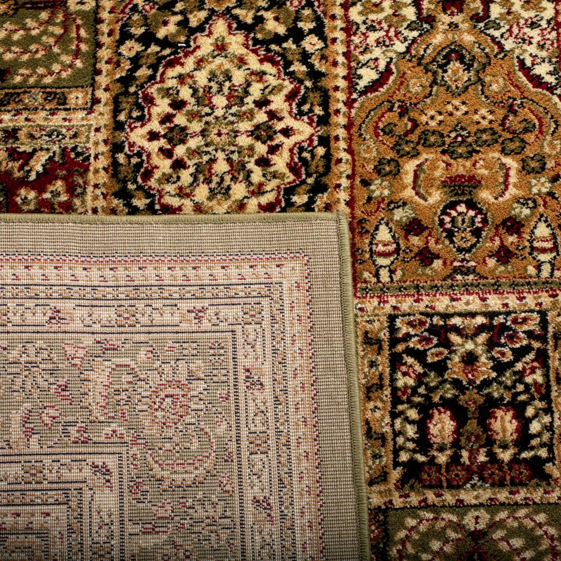 Lyndhurst Panel Rug in Multicolor / Green in a styled room