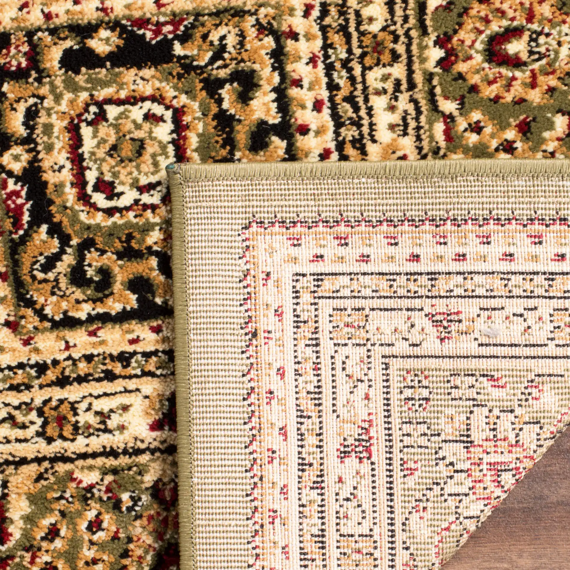 Lyndhurst Panel Rug in Multicolor / Green in a styled room