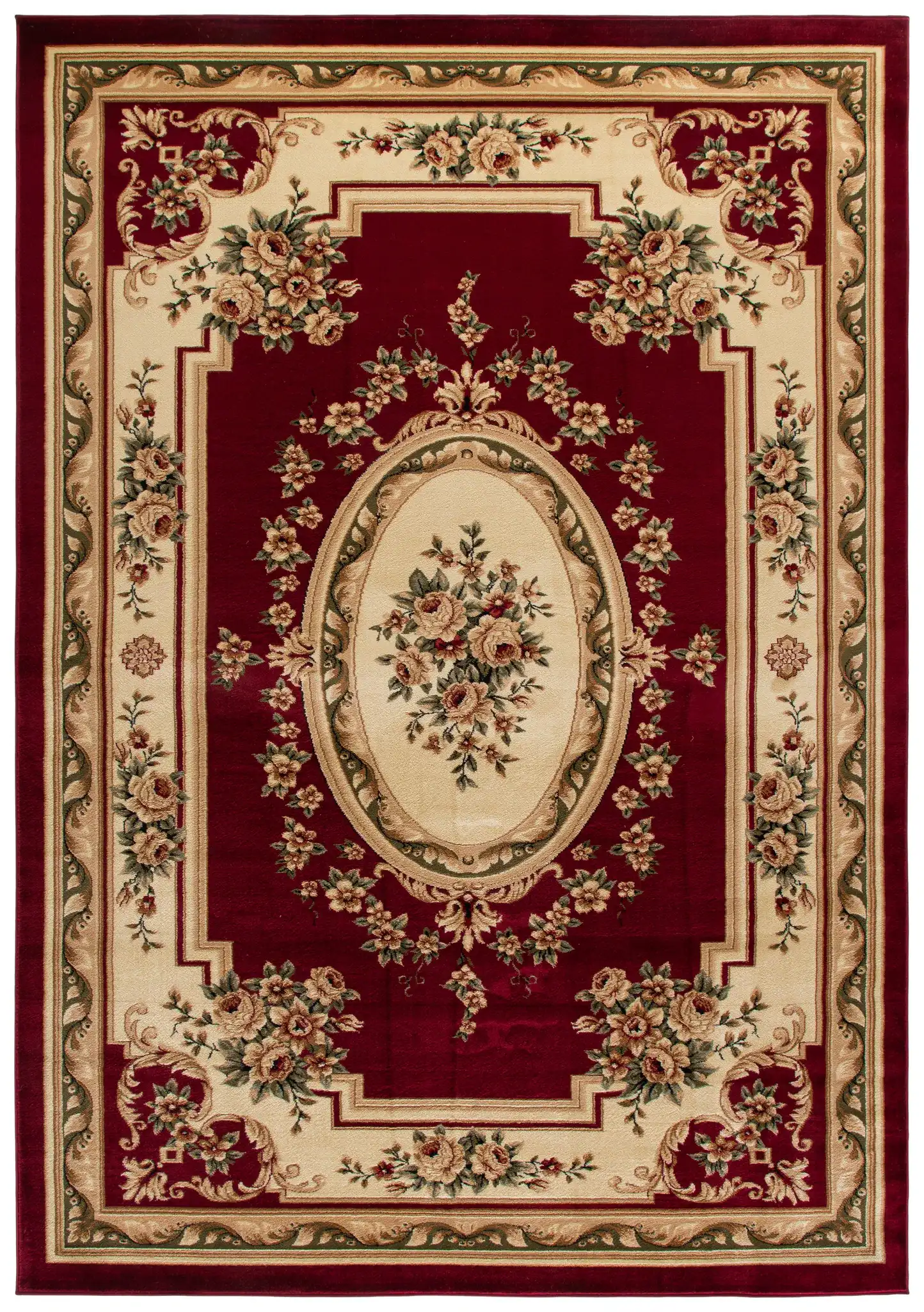 Lyndhurst Oval Floral Medallion Rug in Red / Ivory