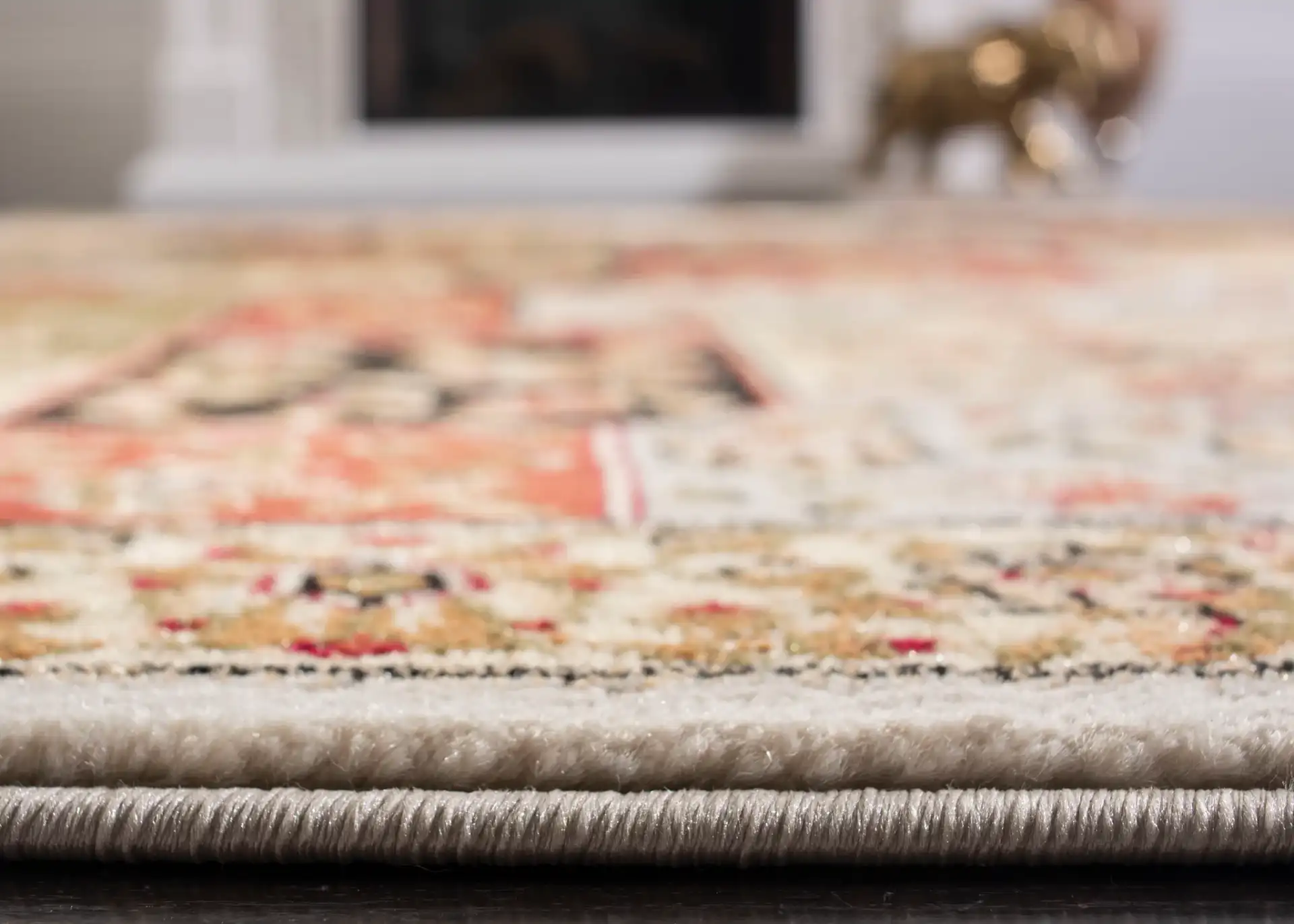Lyndhurst Floral Patchwork Rug in Multicolor / Ivory in a styled room